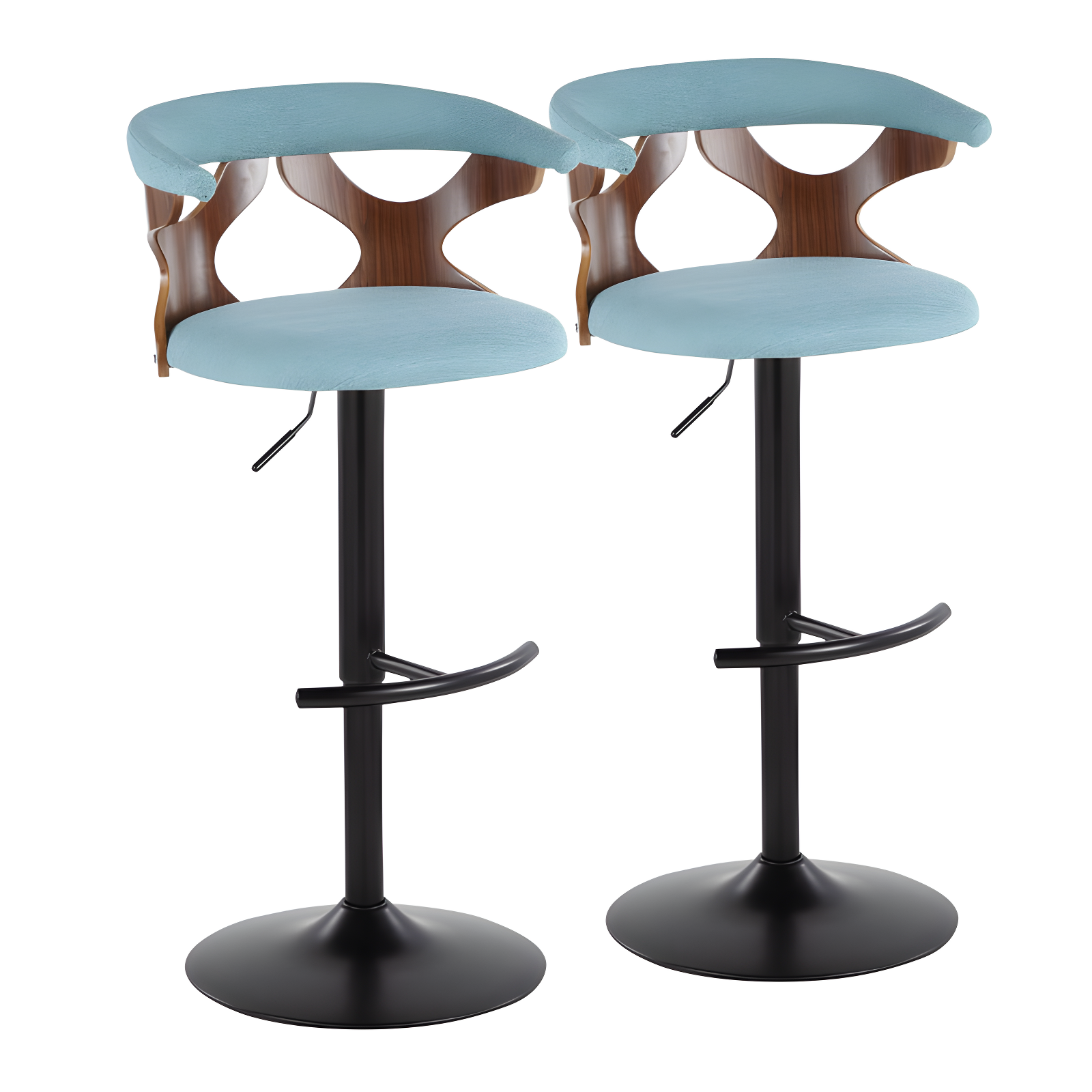 LumiSource Gardenia Swivel Upholstered Adjustable Height Counter Stool with Metal Frame (Set of 2)