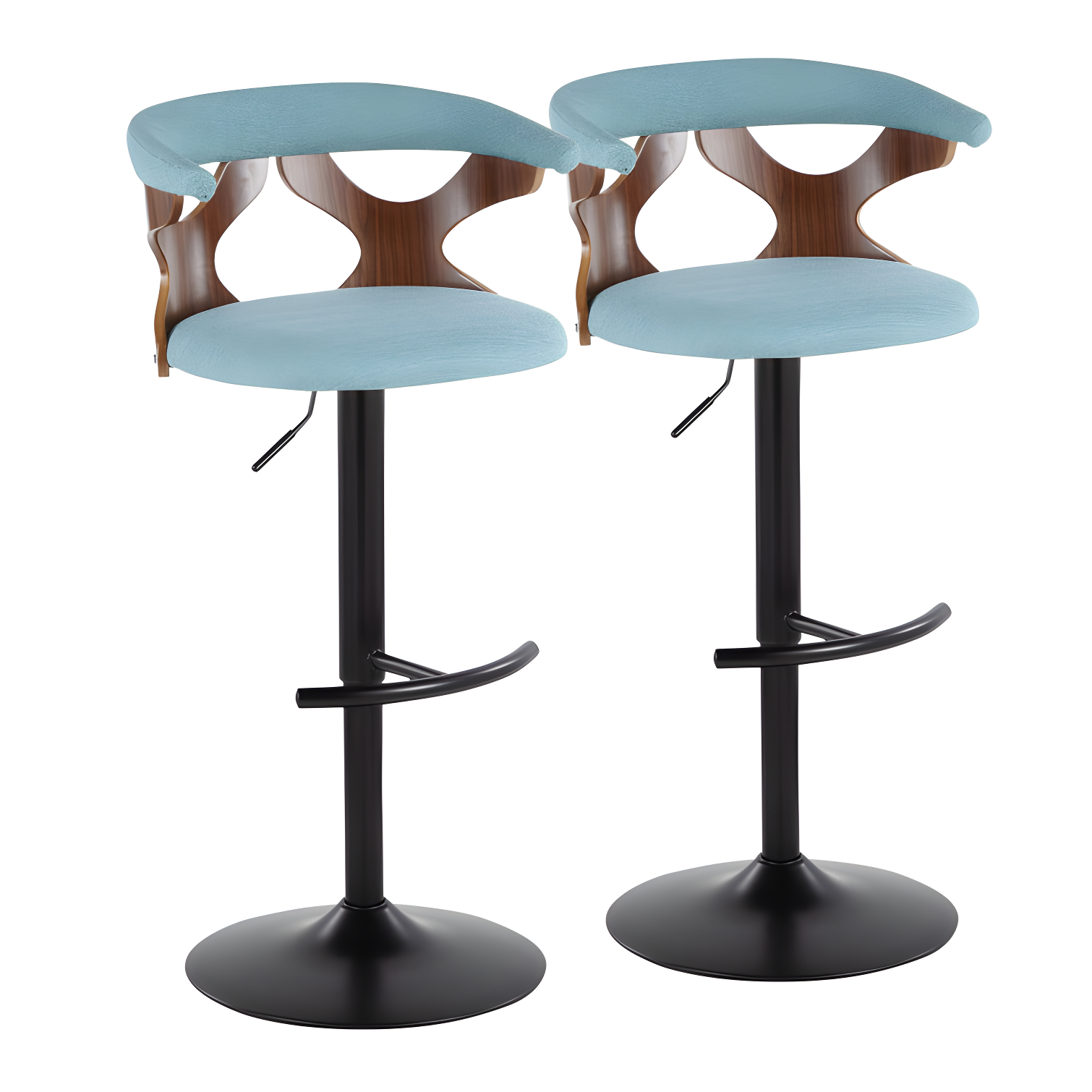 LumiSource Gardenia Swivel Upholstered Adjustable Height Counter Stool with Metal Frame (Set of 2)