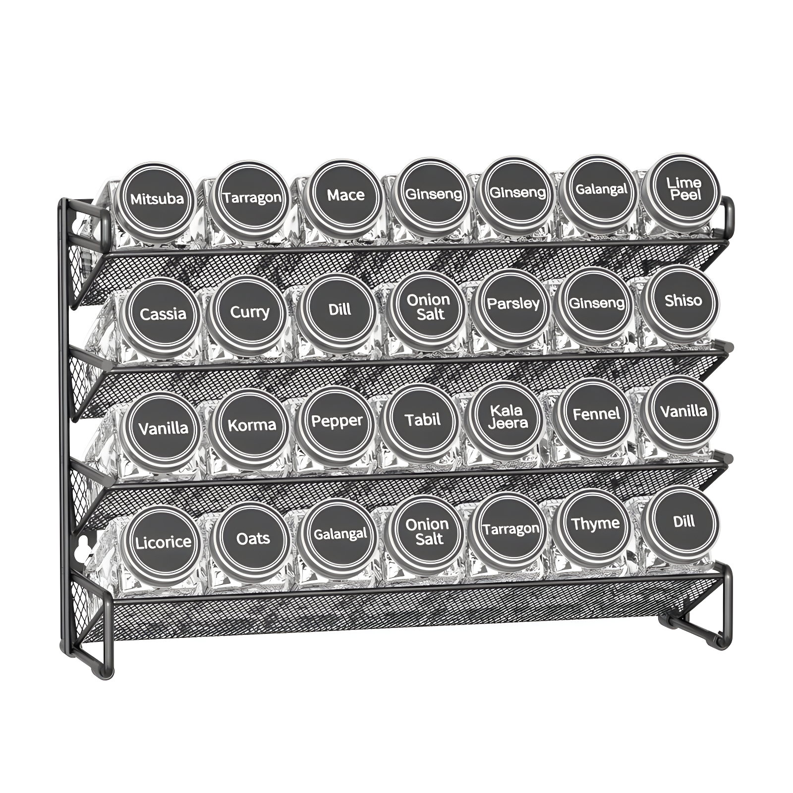 SpaceAid Spice Rack Organizer Set with Spice Jars, 386 Labels, Chalk Marker, and Funnel – For Cabinet, Countertop, Pantry, Cupboard, or Wall Mount