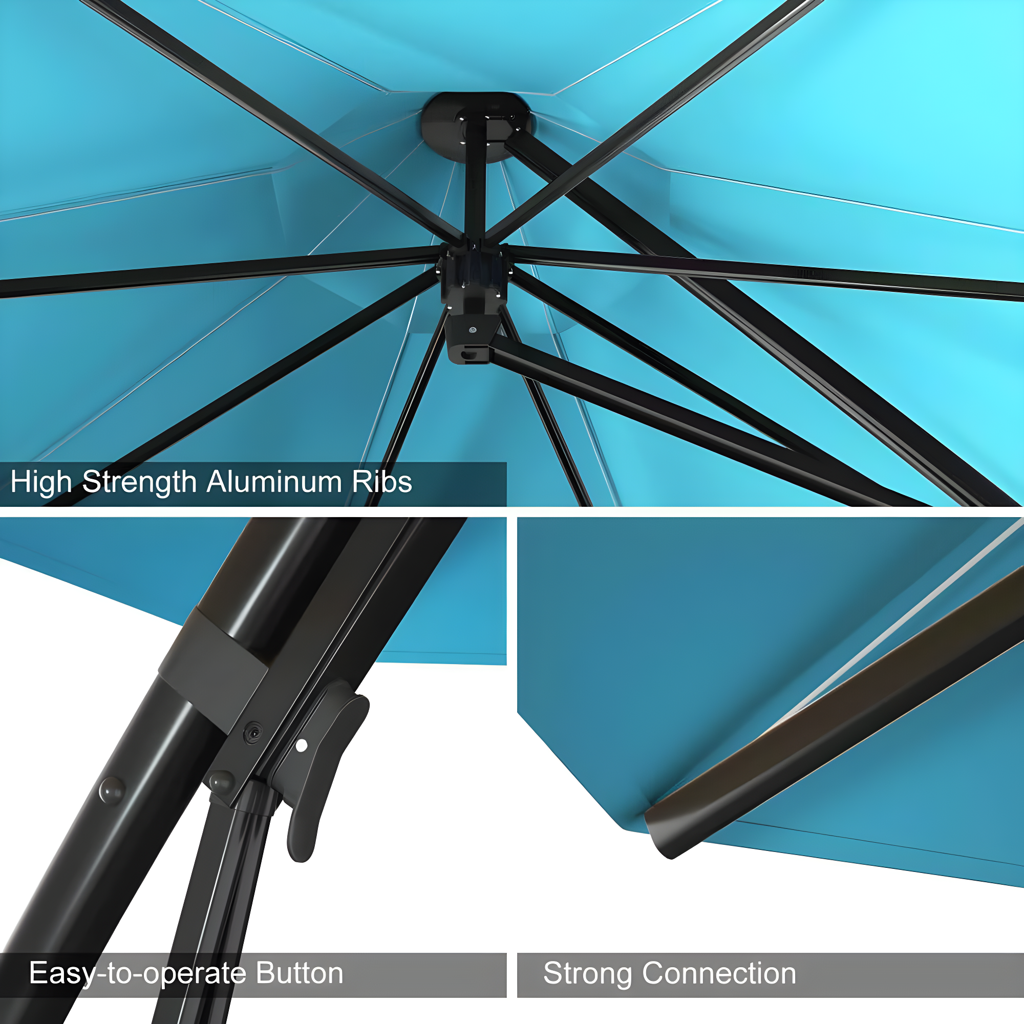 Spaco 11 Feet Outdoor Cantilever Hanging Umbrella with Base and Wheels-Turquoise, Patio Offset Umbrella with Easy Tilt Adjustment, Outdoor Cantilever Hanging Umbrella