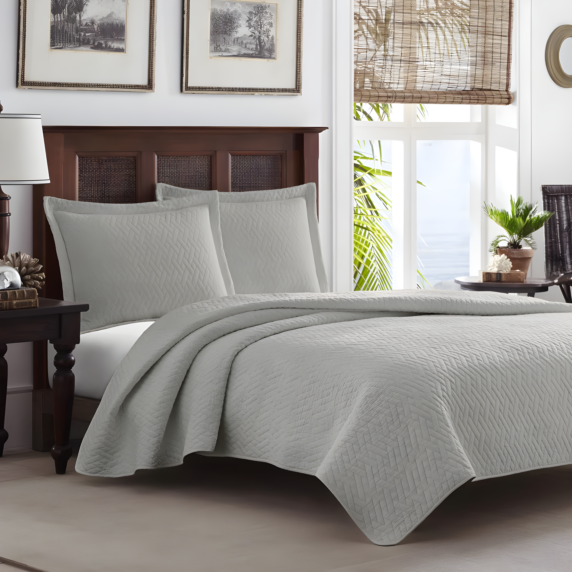 Tommy Bahama Home Tommy Bahama Raffia Solid Cotton Reversible Quilt Set