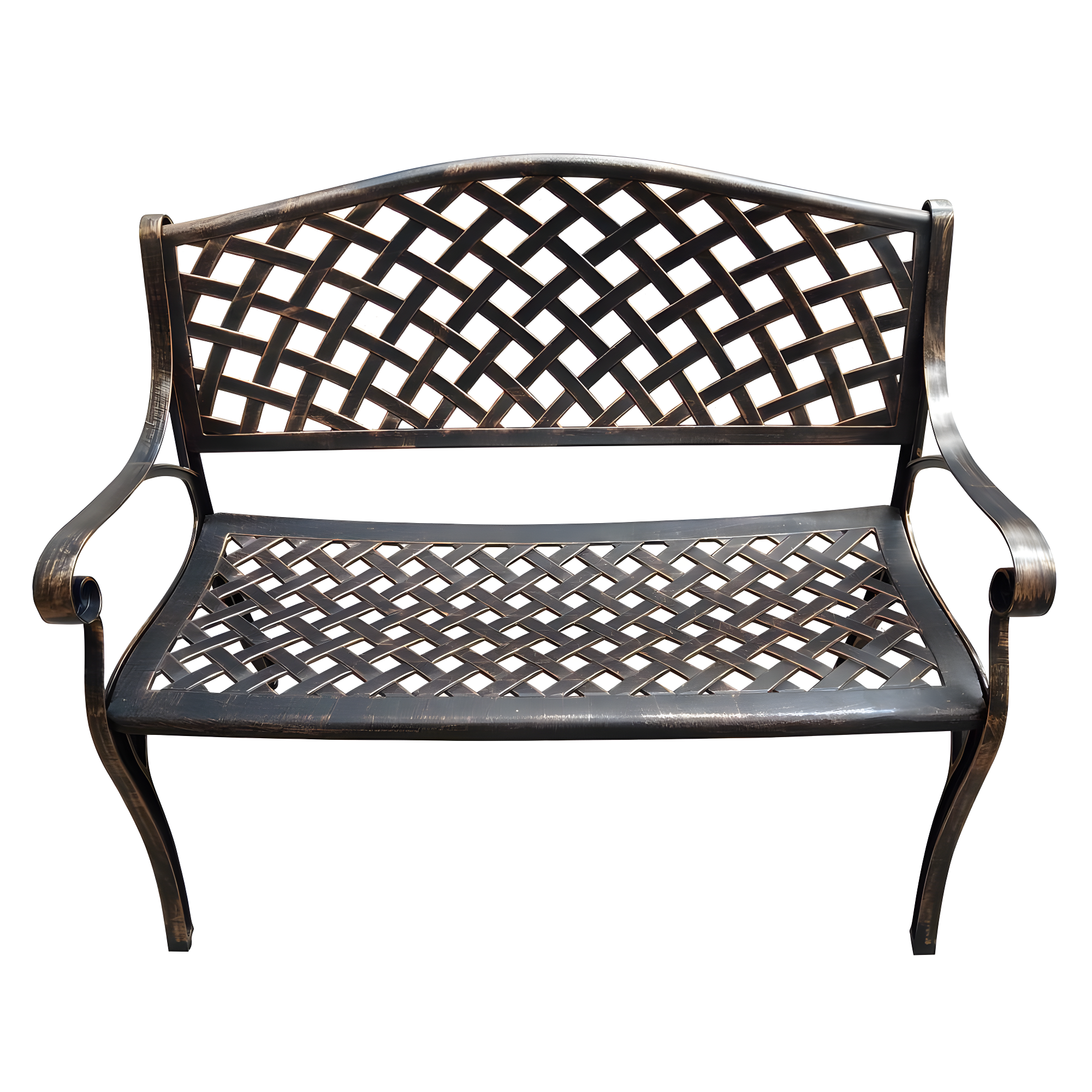 Modern Aluminum Patio Bench - Bronze - Oakland Living: Weather-Resistant, Powder-Coated