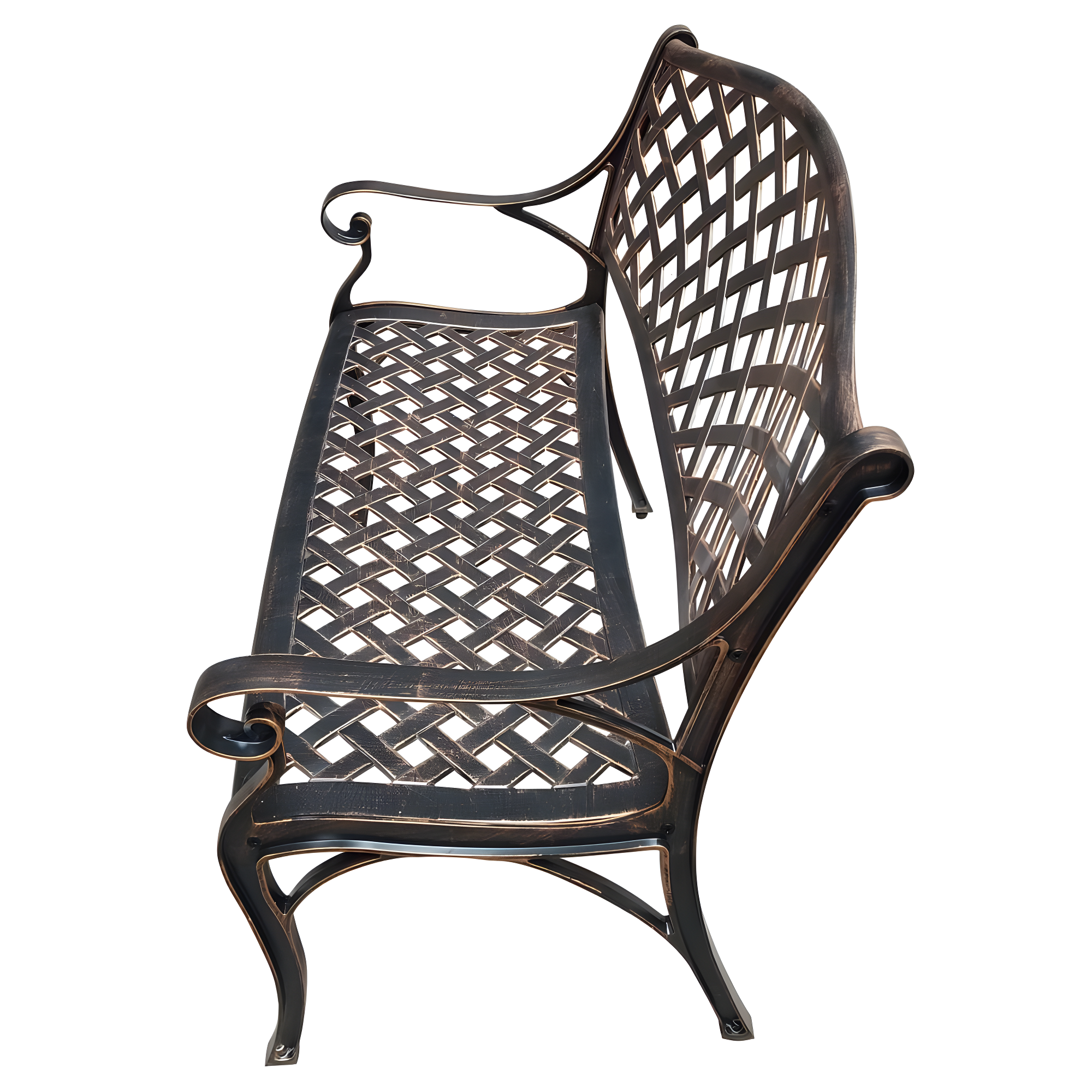 Modern Aluminum Patio Bench - Bronze - Oakland Living: Weather-Resistant, Powder-Coated