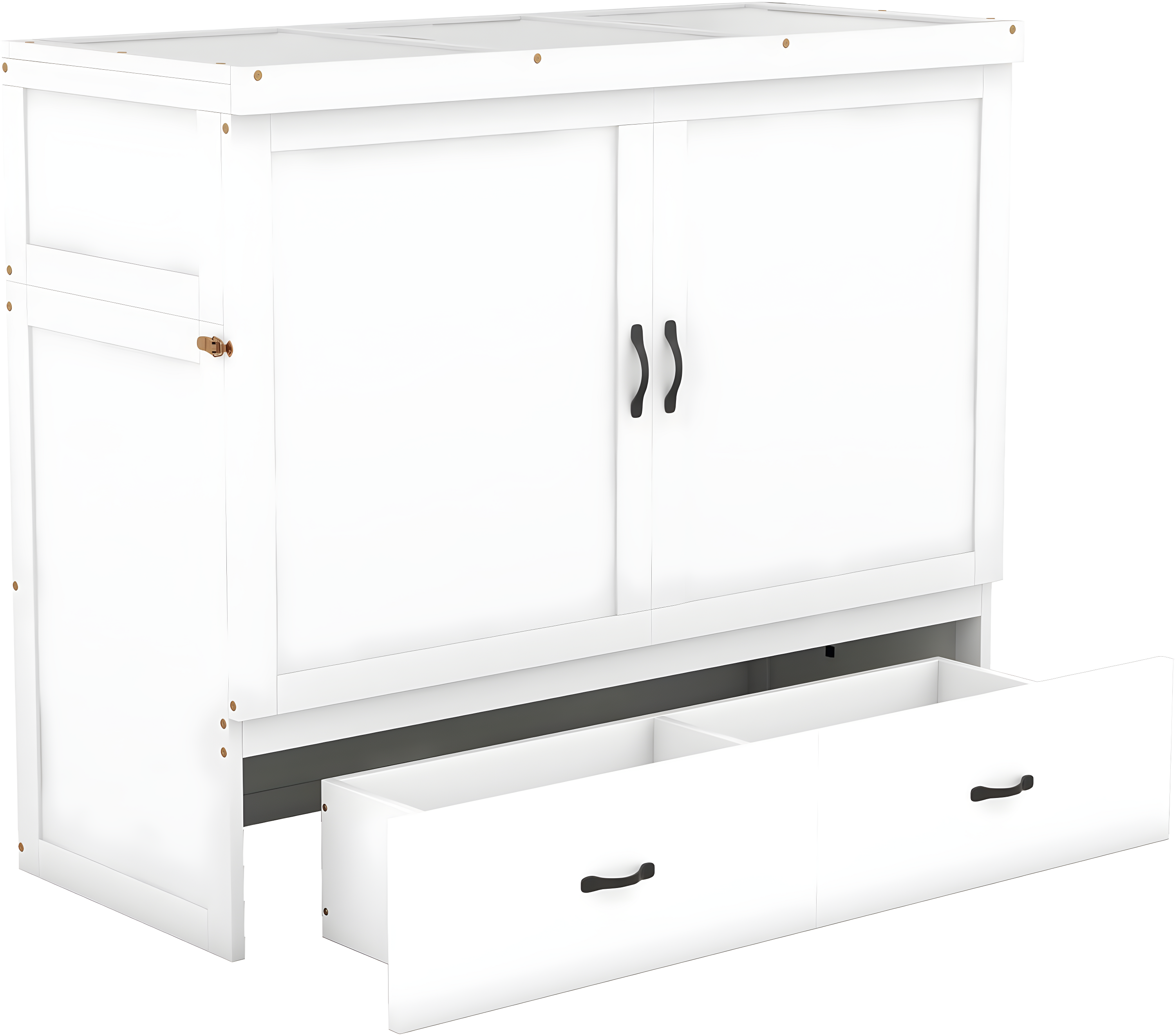Harper & Bright Designs Full Size Murphy Bed with USB Port and a Large Drawer, Space-Saving Wall Bed for Multipurpose Guest Room or Home Office - White