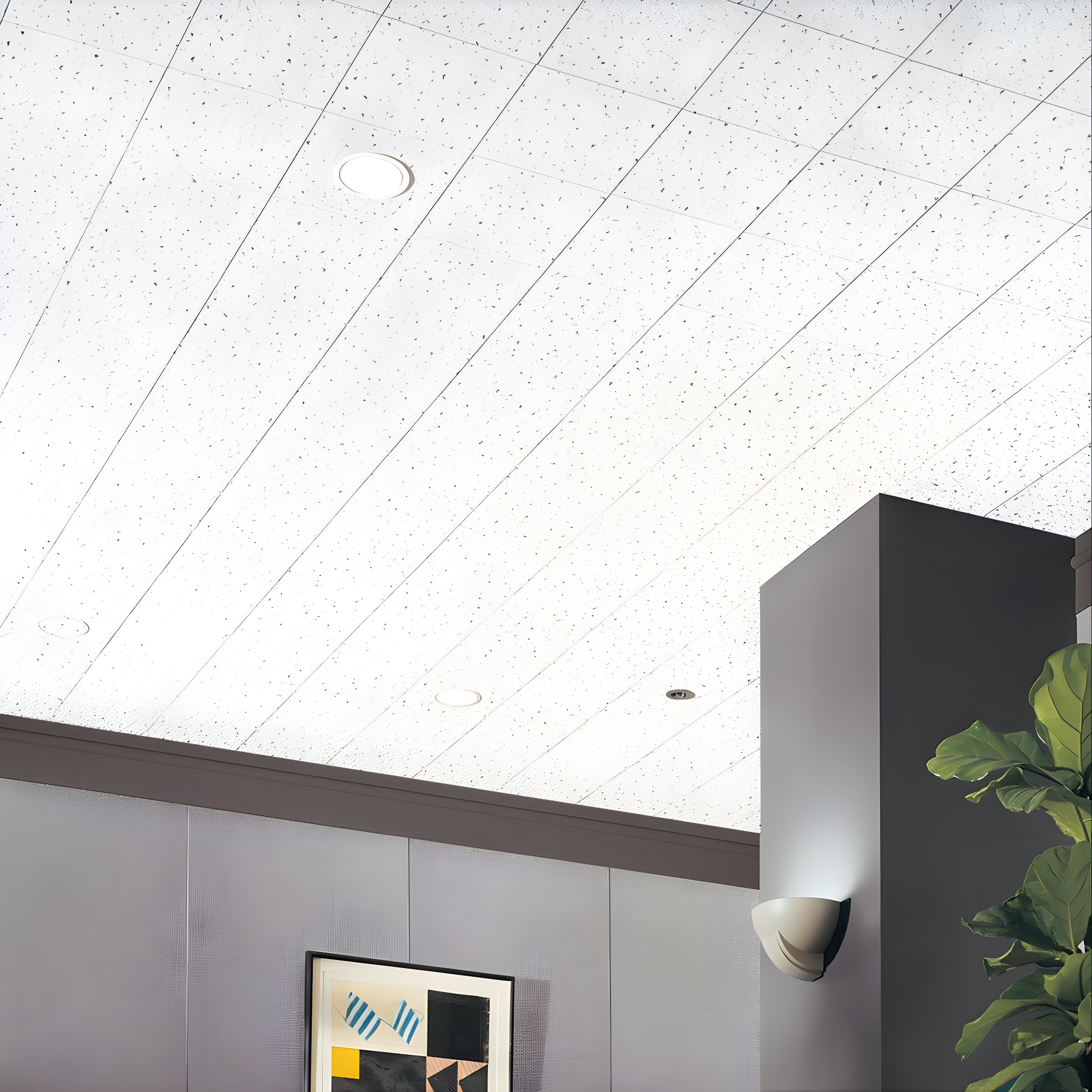 Armstrong 1x1 FINE FISSURED Acoustic Ceiling Tiles for Suspended Ceiling Grids, 40-tiles per pack, White