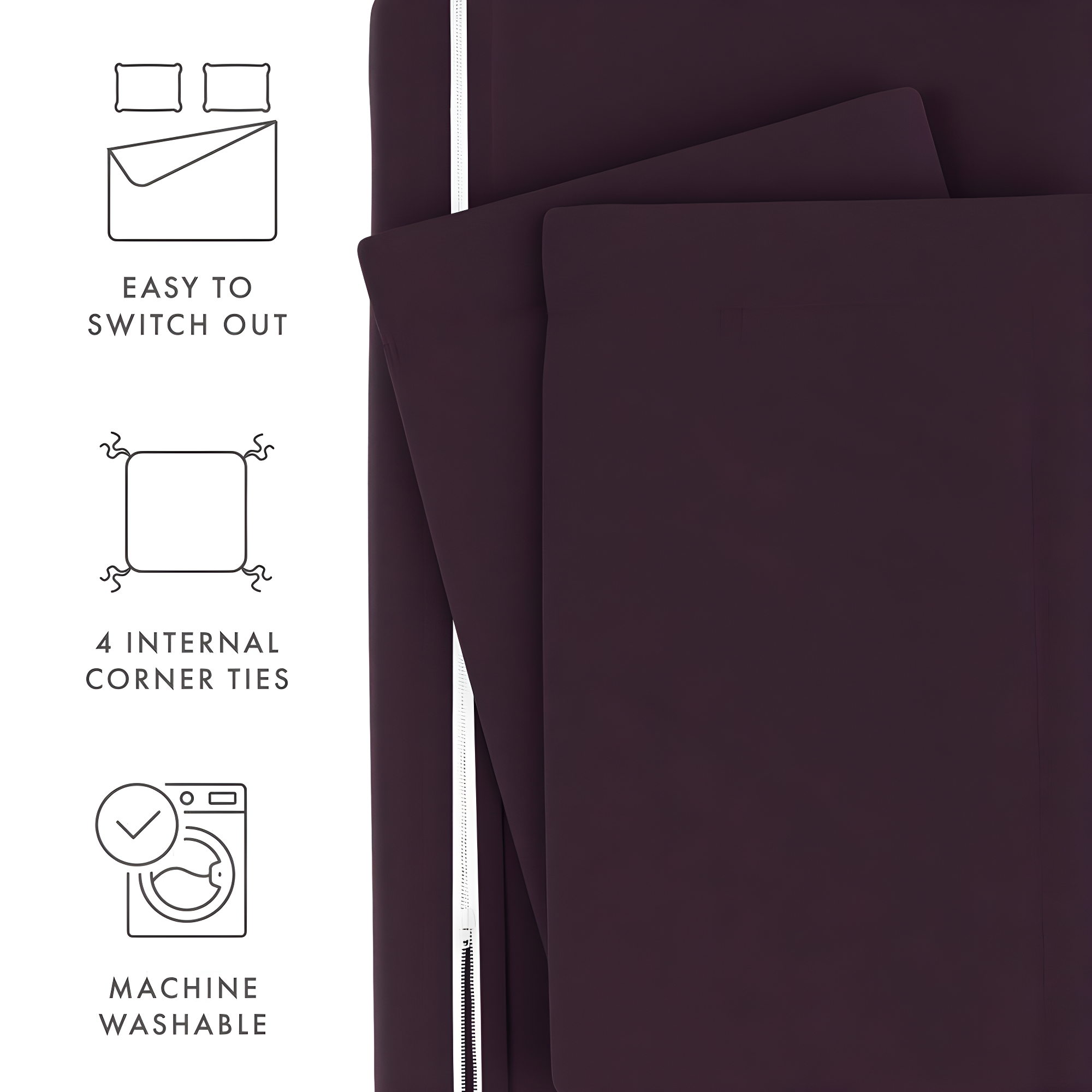 Purple 3 Piece Duvet Cover Set King/California King, by Simply Soft