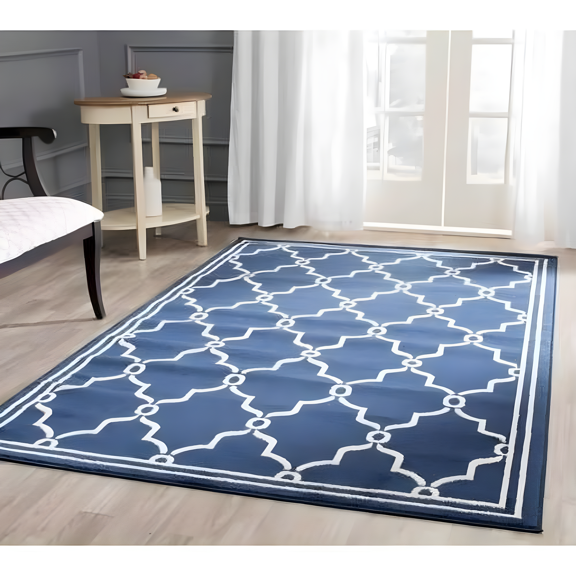 Amherst AMT414 Power Loomed Indoor Area Rug - Navy/Beige - 5'3"x8' - Safavieh
