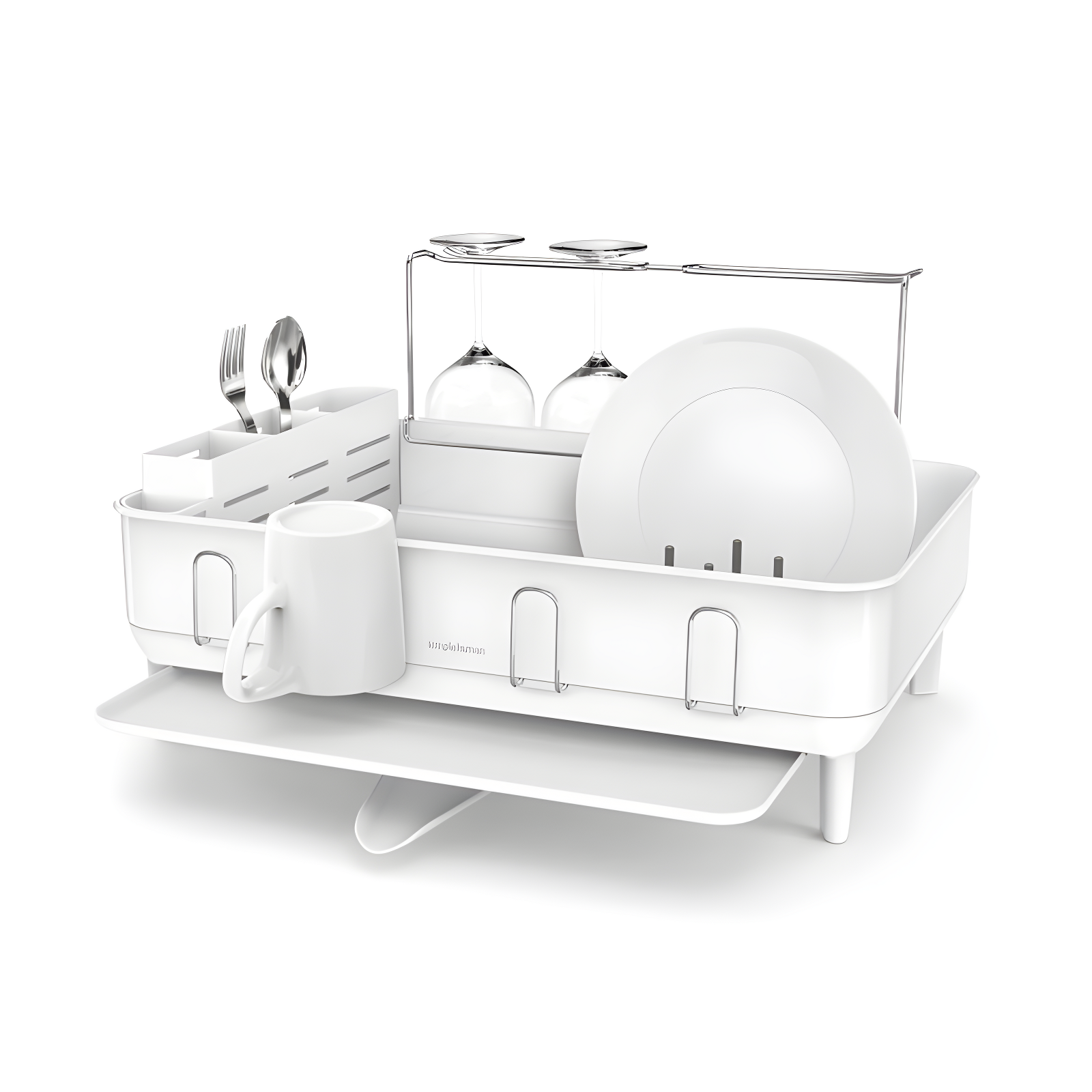 Simplehuman Kitchen Dish Drying Rack, White Steel
