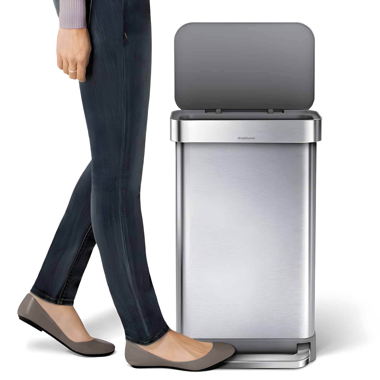 Simplehuman 45 Liter/ 12 Gallon Liter Kitchen Step Trash Can, Brushed Stainless Steel & Plastic Lid