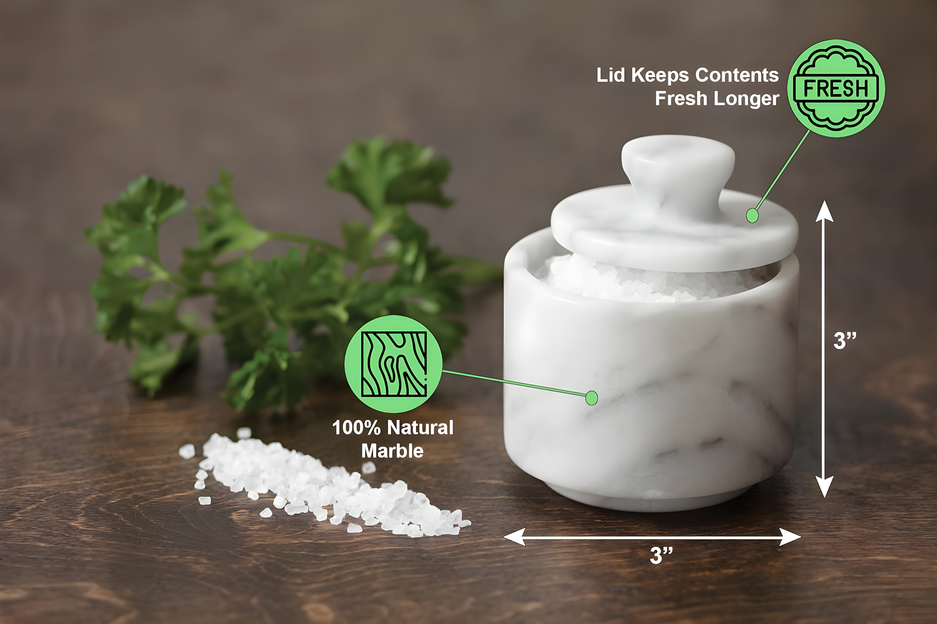 Fox Run Brands Marble Salt Cellar, White