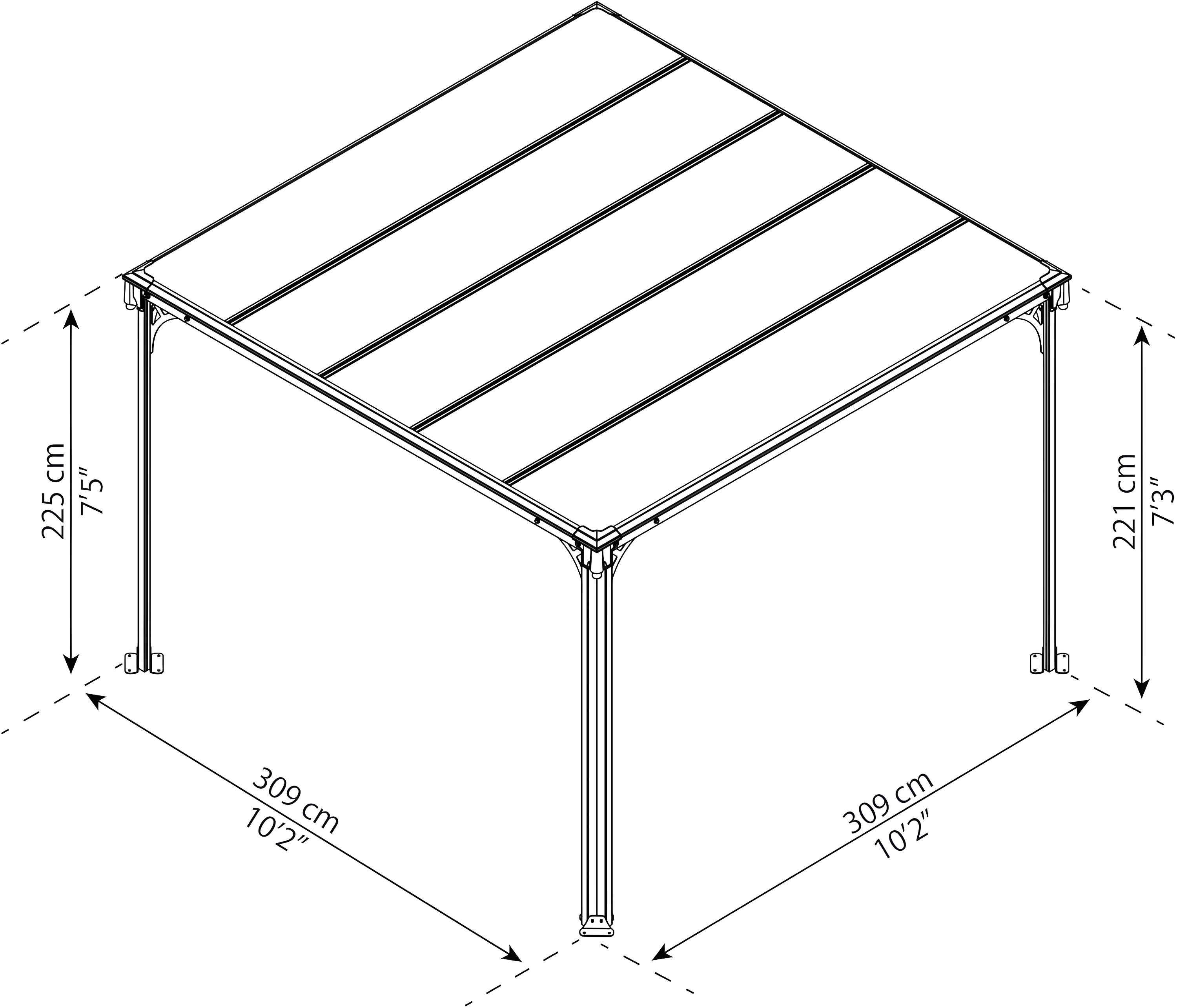 Canopia Canopia - Milano Aluminum Flat Top Gazebo with Polycarbonate Roof Panels – Durable Modern Outdoor Patio Shelter