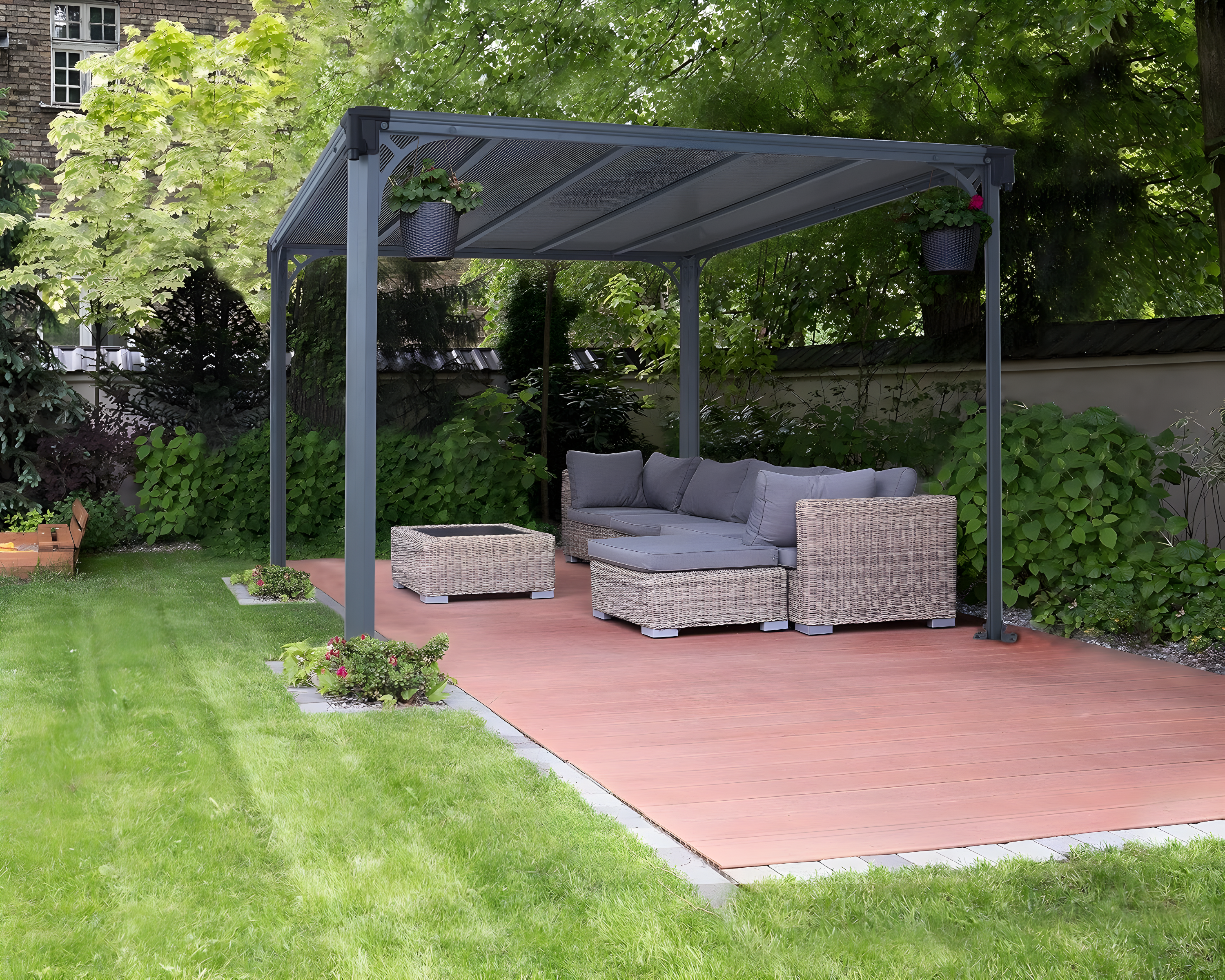 Canopia Canopia - Milano Aluminum Flat Top Gazebo with Polycarbonate Roof Panels – Durable Modern Outdoor Patio Shelter