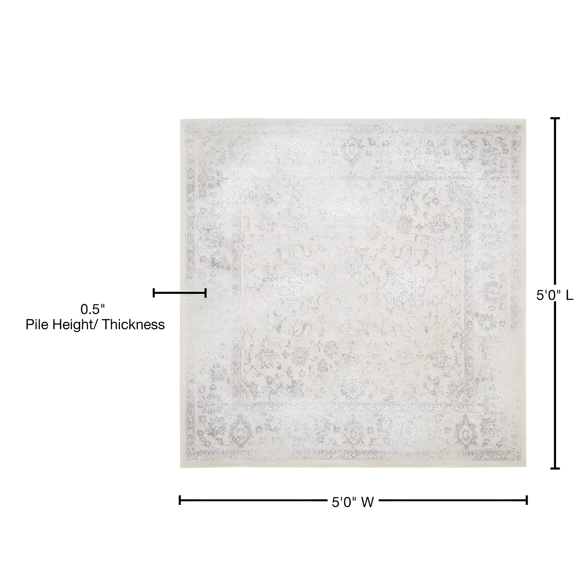 Adirondack ADR109 Machine Made Indoor Area Rug - Ivory/Silver - 5'x5' - Safavieh