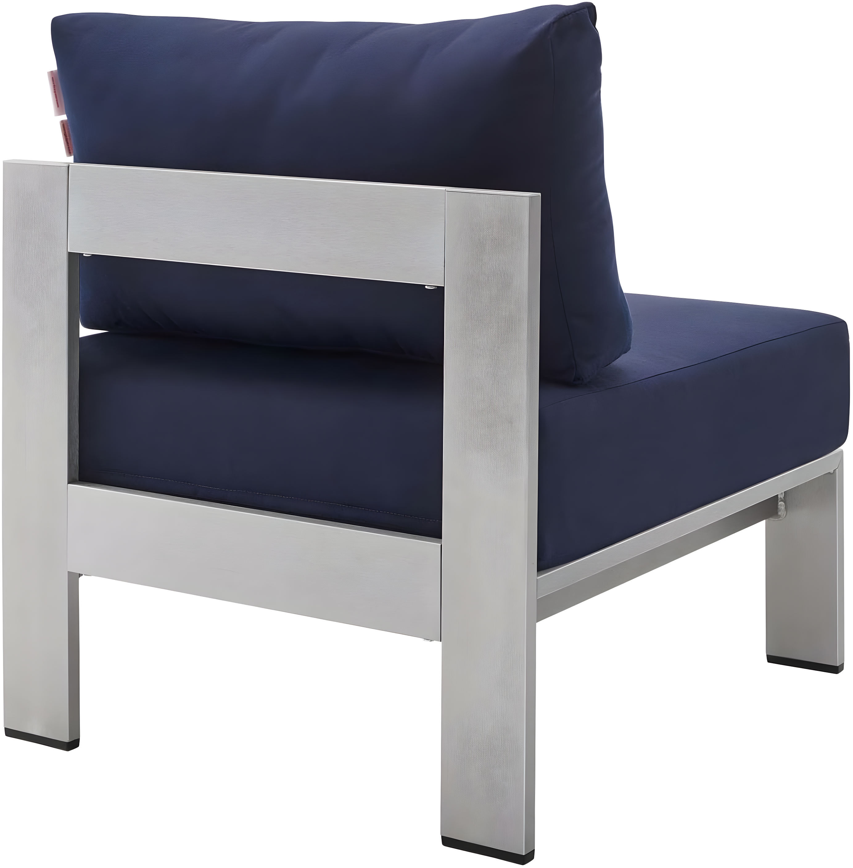 Modway Shore 23.5" Fabric Outdoor Patio Armless Chair in Silver Navy