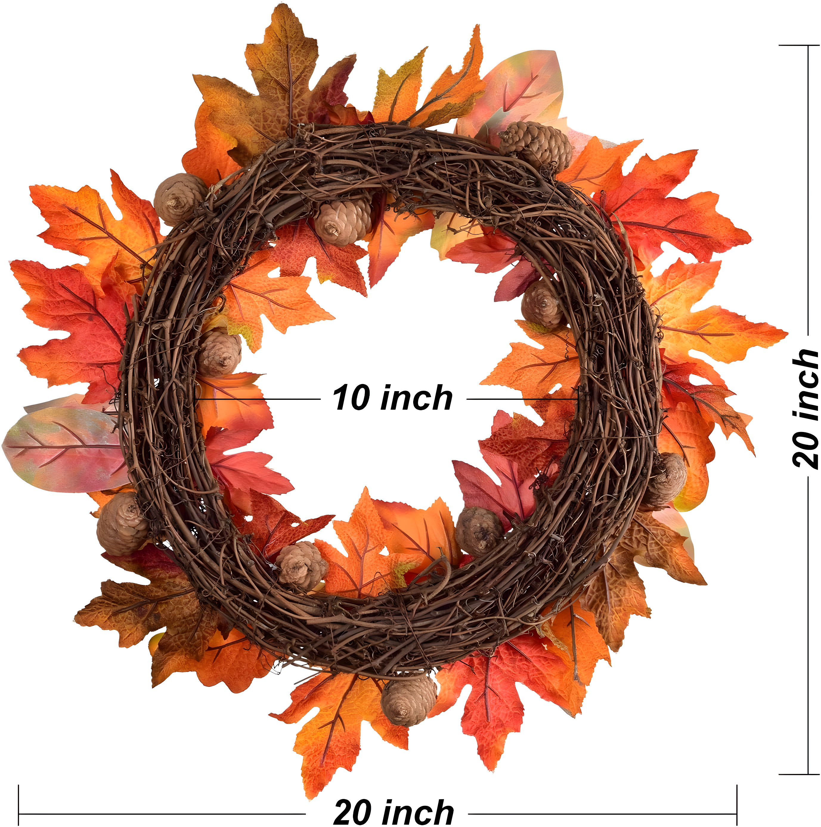 Fall Wreath 20’’ Autumn Front Door Wreath Harvest Wreath with Sunflower Pumpkins Berries Maple Leaves Daisies for Outside Indoor Home Wall Festival Thanksgiving Autumn Farmhouse Decor