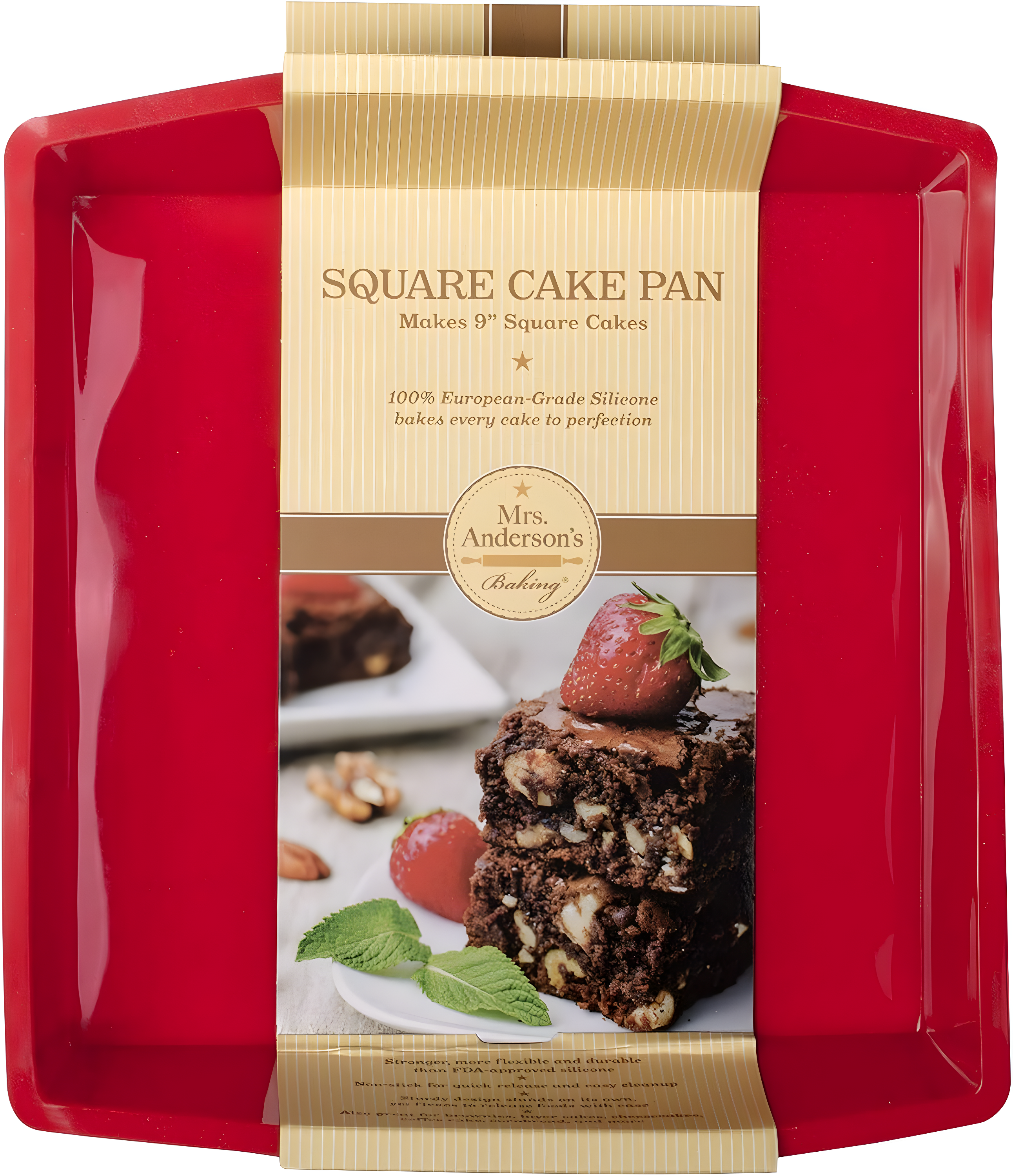 Harold Import Company Silicone 9 x 9 In. Square Cake Pan, Red