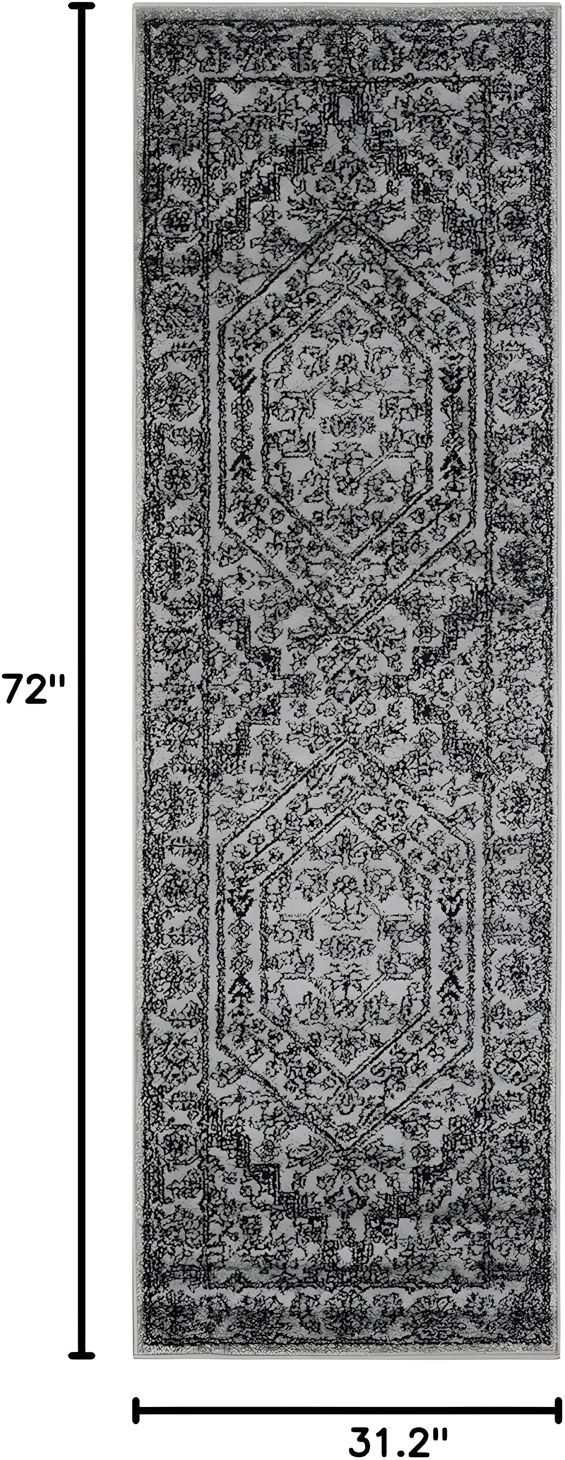 Adirondack ADR108 Power Loomed Runner Rug  Silver / Black 2'-6" X 6' - Safavieh.