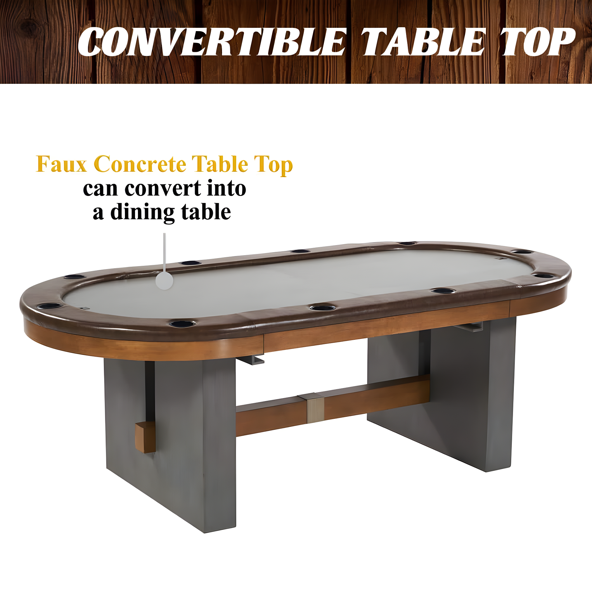 Barrington Urban 10-Player Poker Card Table with Dining Table Top