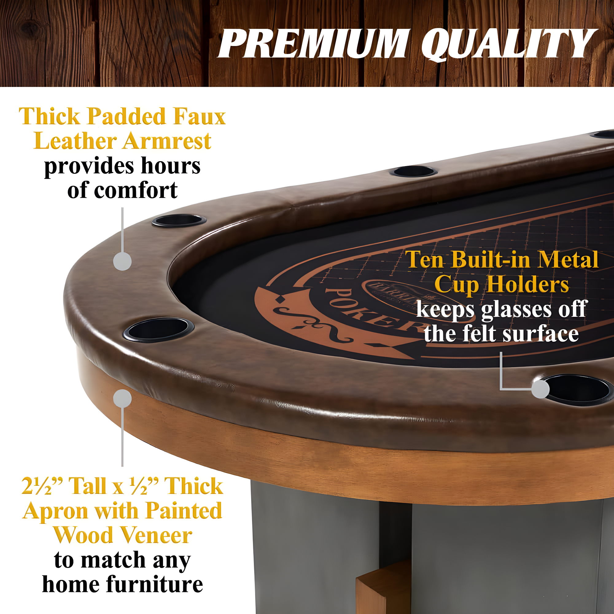 Barrington Urban 10-Player Poker Card Table with Dining Table Top