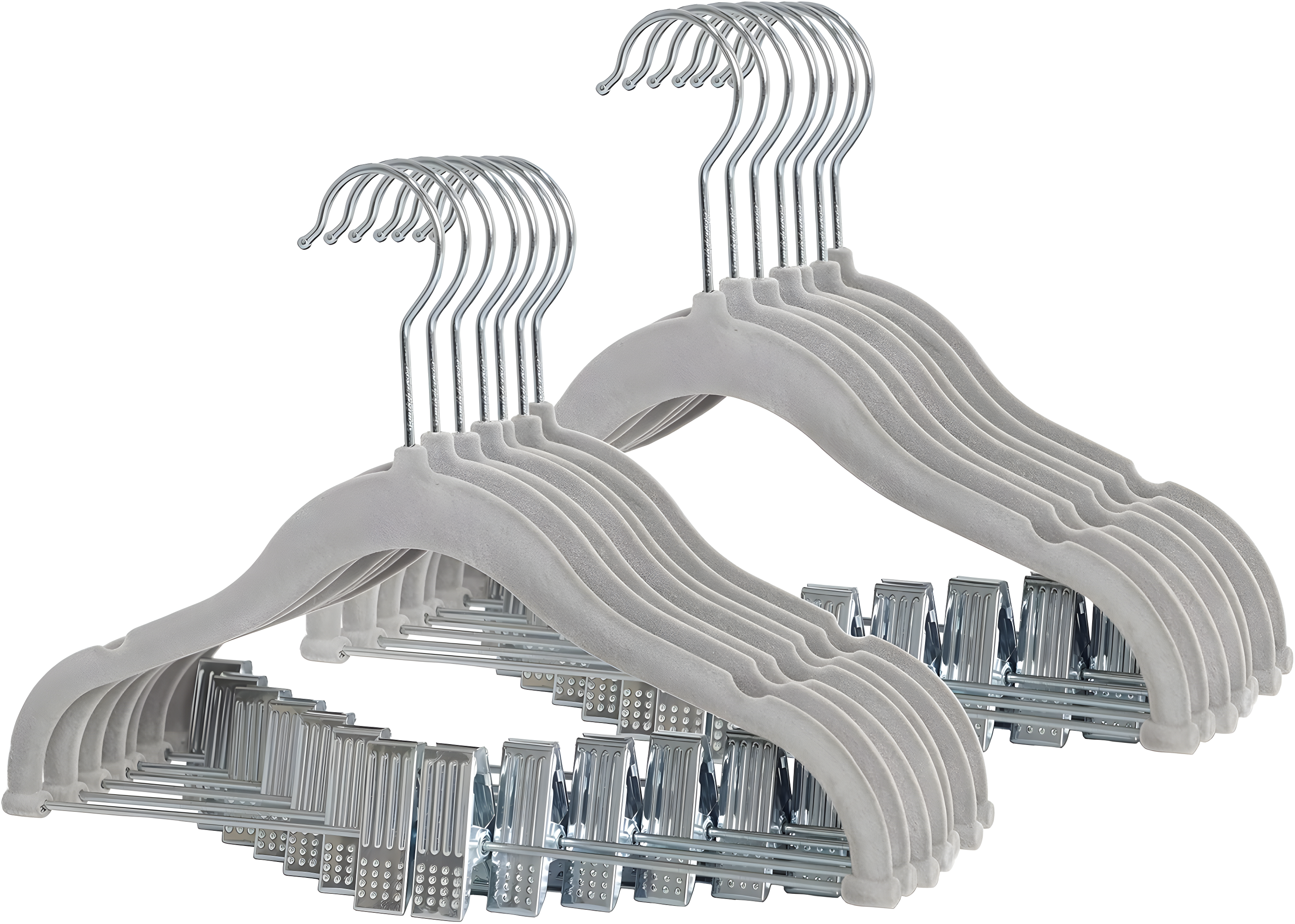 Non-Slip Clothes Hangers For Baby And Kids 20-Pack Velvet Hangers With Movable Clips, Heavy-Duty And Space-Saving For Pants,Skirts, Coat, Gray