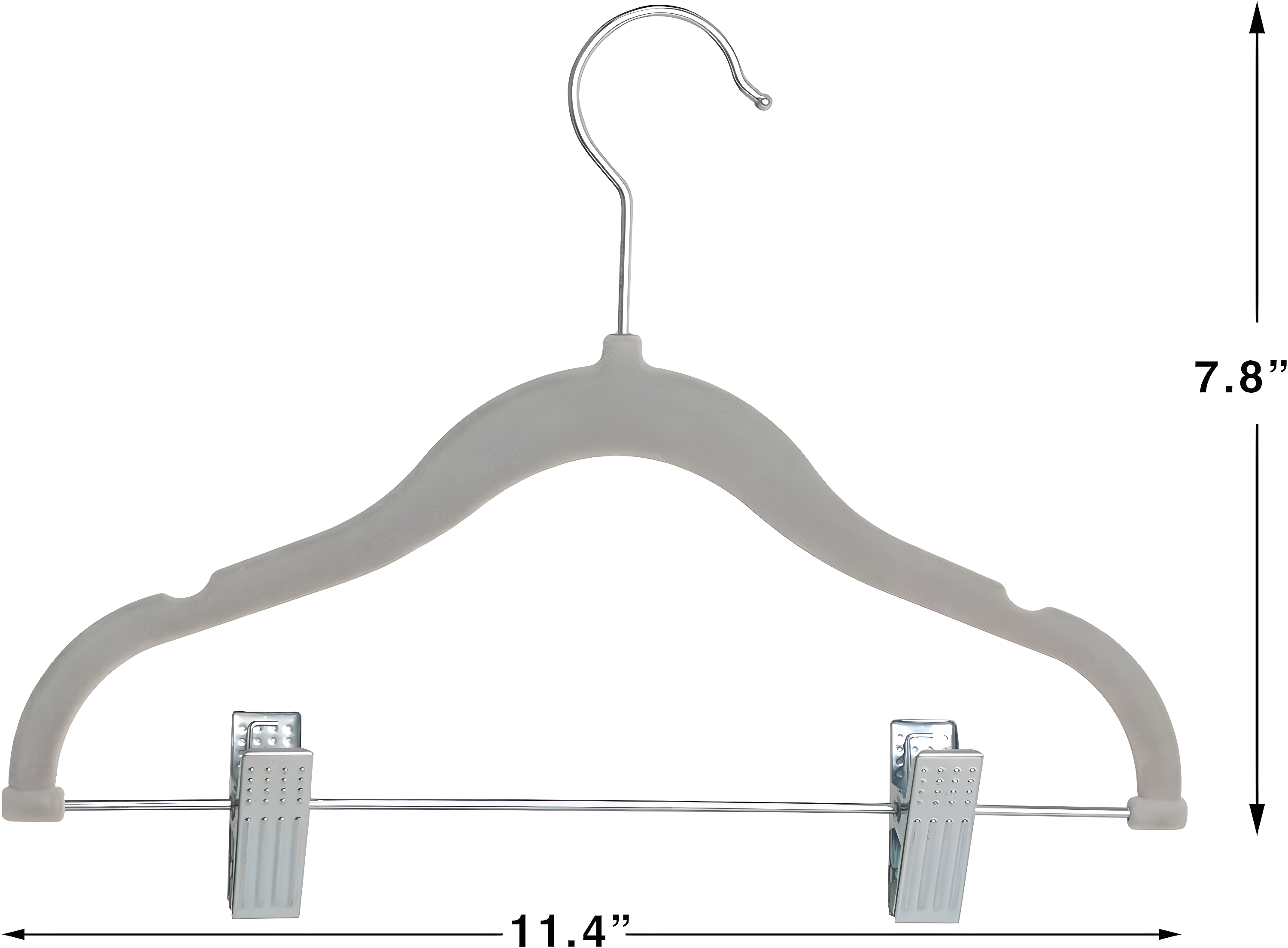 Non-Slip Clothes Hangers For Baby And Kids 20-Pack Velvet Hangers With Movable Clips, Heavy-Duty And Space-Saving For Pants,Skirts, Coat, Gray