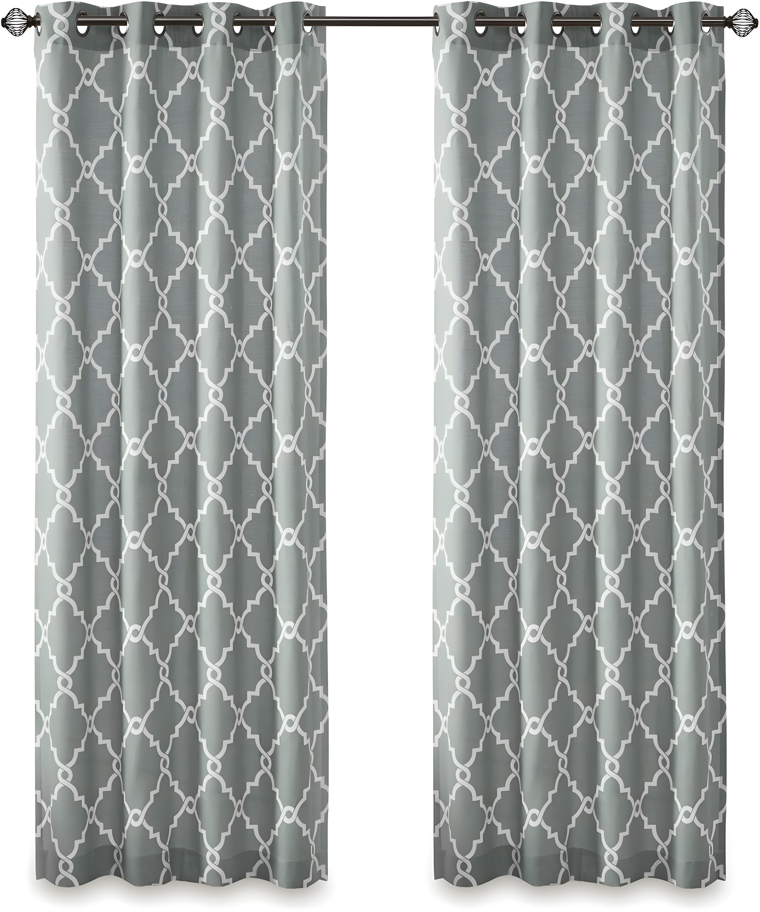 Fretwork Print Grommet Top Window Curtain Panel
