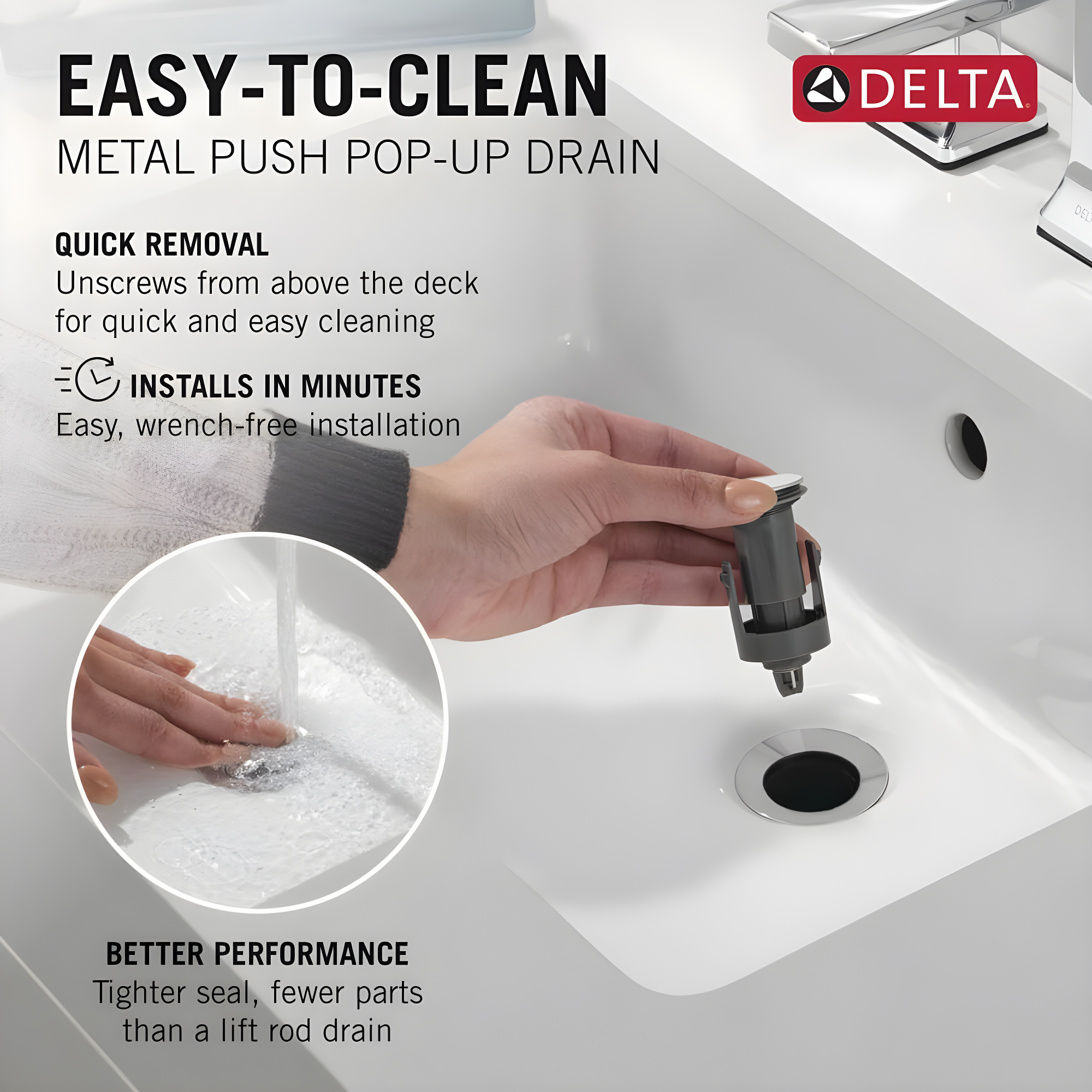 Delta Arvo Single Hole Bathroom Faucet with Drain Assembly, Single Handle Bathroom Sink Faucet 15840LF