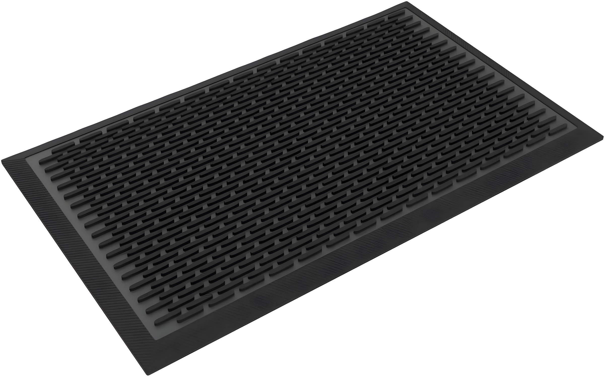 Ottomanson Easy clean, Waterproof Non-Slip Indoor/Outdoor Rubber Doormat, Black