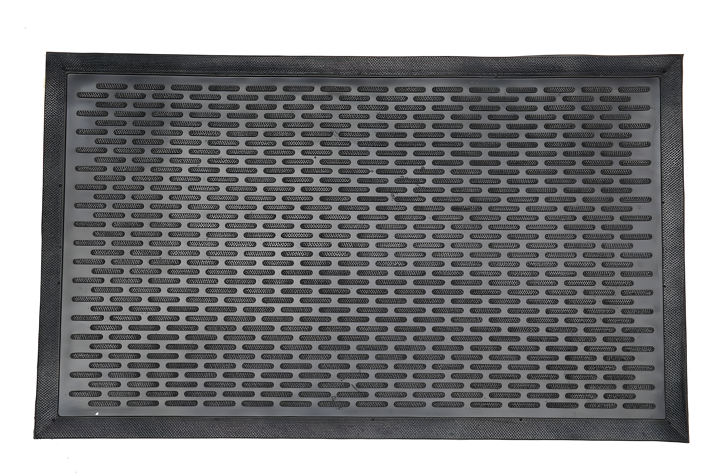 Ottomanson Easy clean, Waterproof Non-Slip Indoor/Outdoor Rubber Doormat, Black