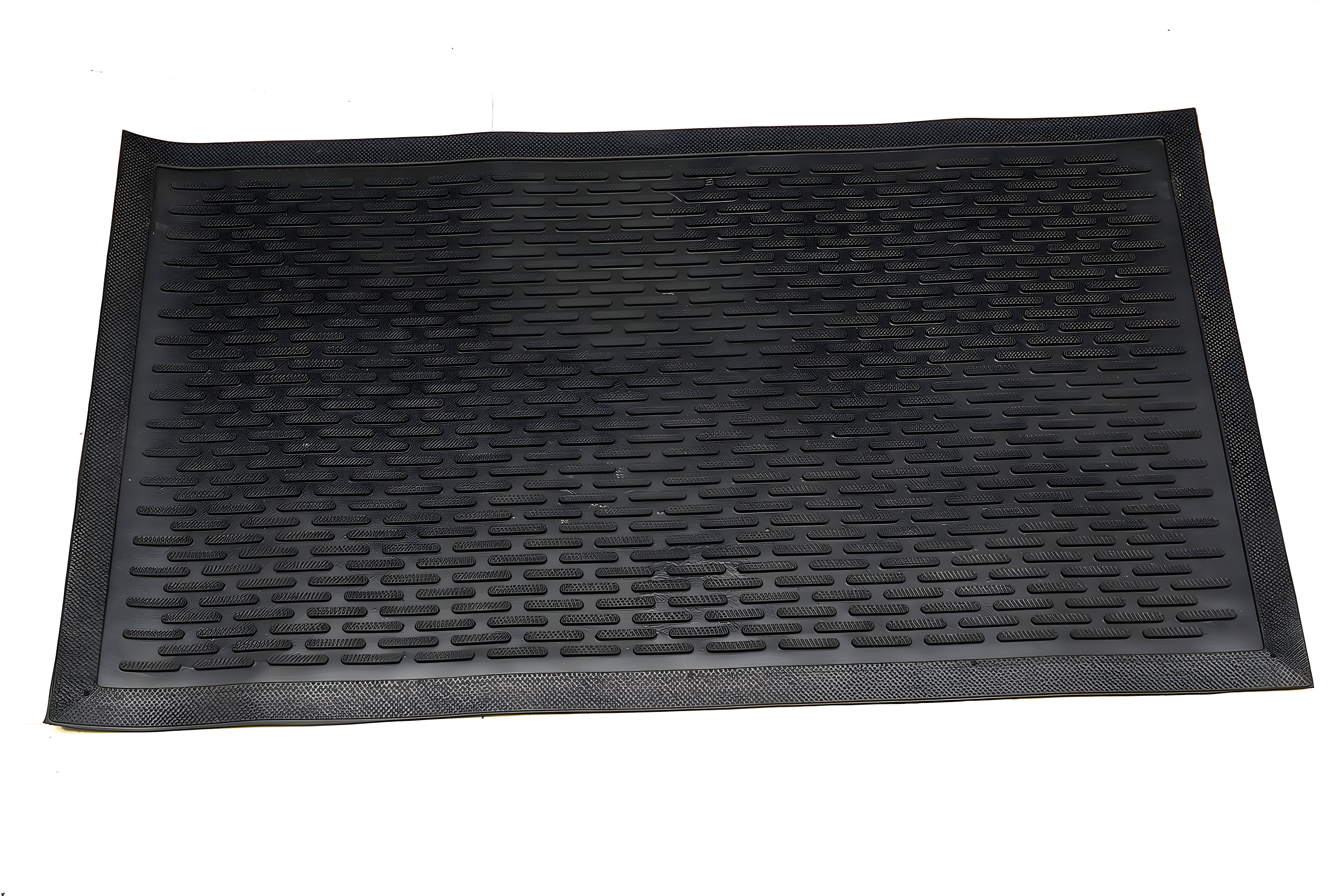 Ottomanson Easy clean, Waterproof Non-Slip Indoor/Outdoor Rubber Doormat, Black
