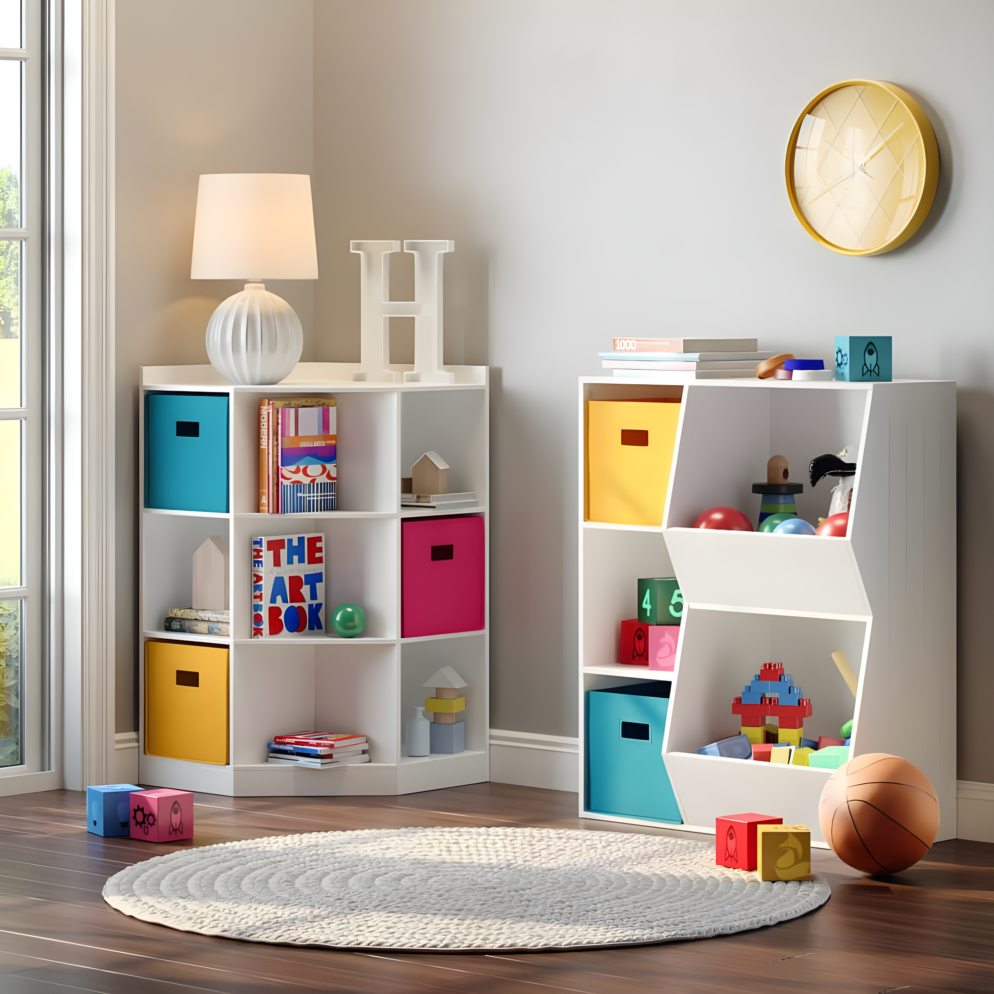 RiverRidge Home RiverRidge Kids Corner Playroom Cabinet with 6 Toy Storage Cubbies and 3 Angled Shelves