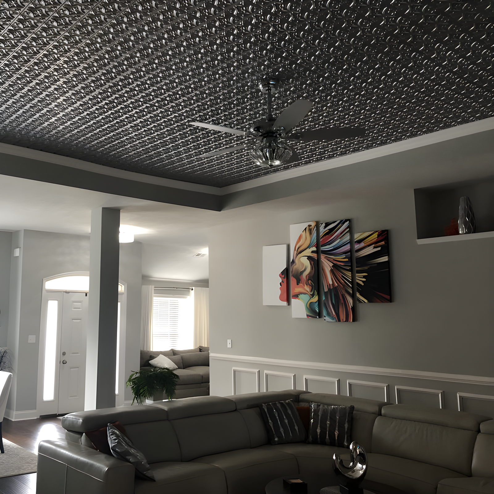 FromPlainToBeautifulInHours Gothic Reims 2 Ft. X 2 Ft. Drop-In Or Glue-Up PVC Ceiling Tile (Set of 10)