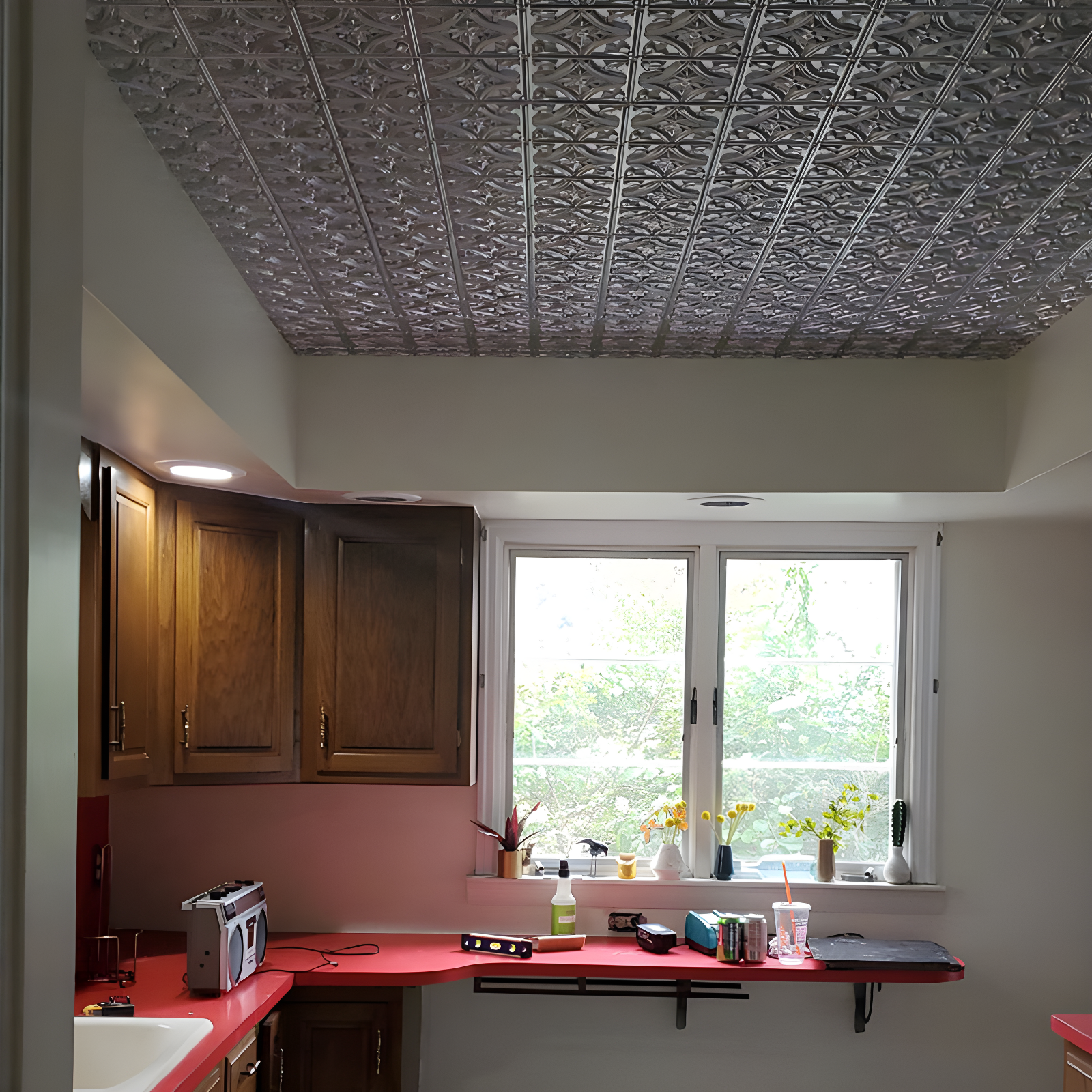 FromPlainToBeautifulInHours Gothic Reims 2 Ft. X 2 Ft. Drop-In Or Glue-Up PVC Ceiling Tile (Set of 10)