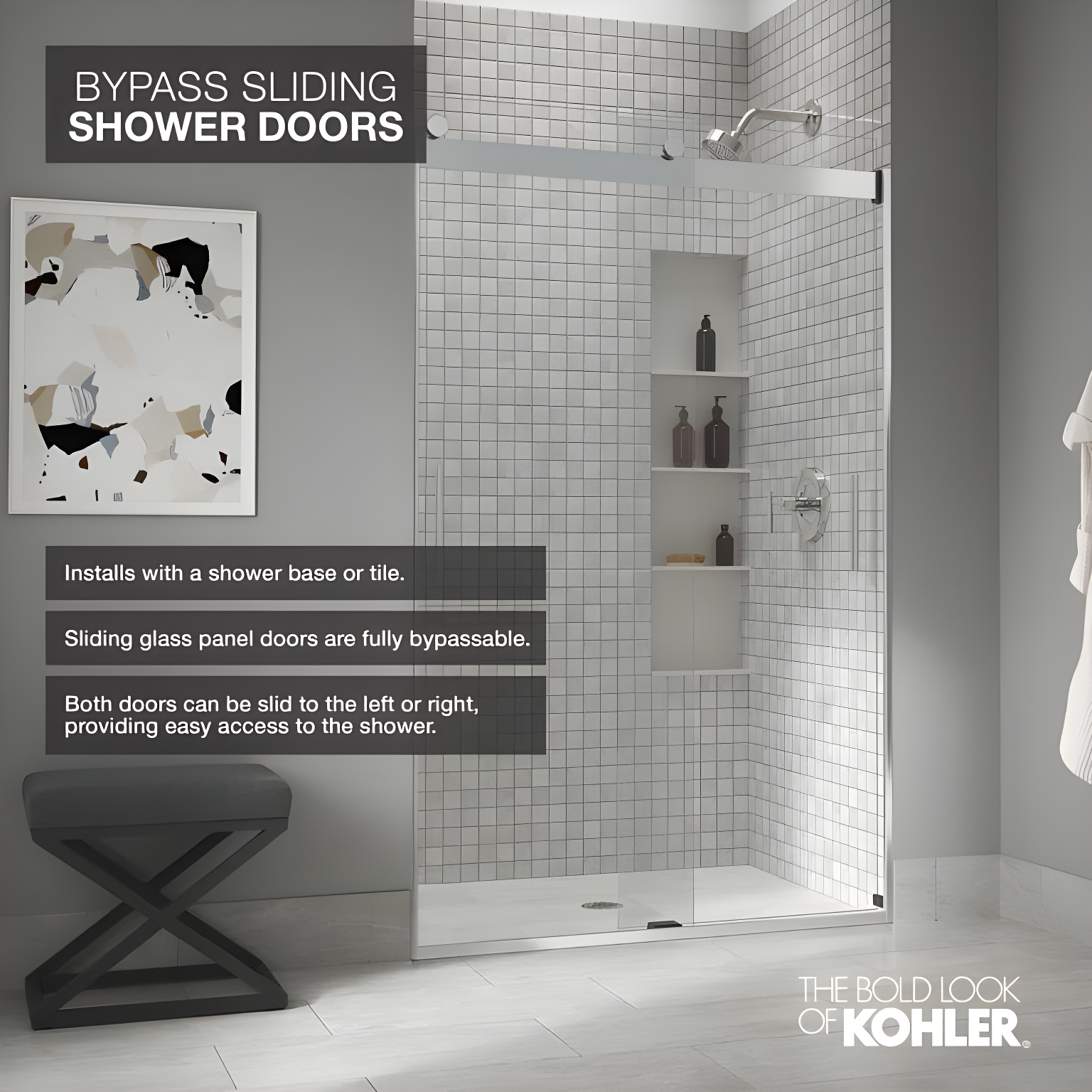Levity 59.63" x 74" Bypass Shower Door with CleanCoat® Technology