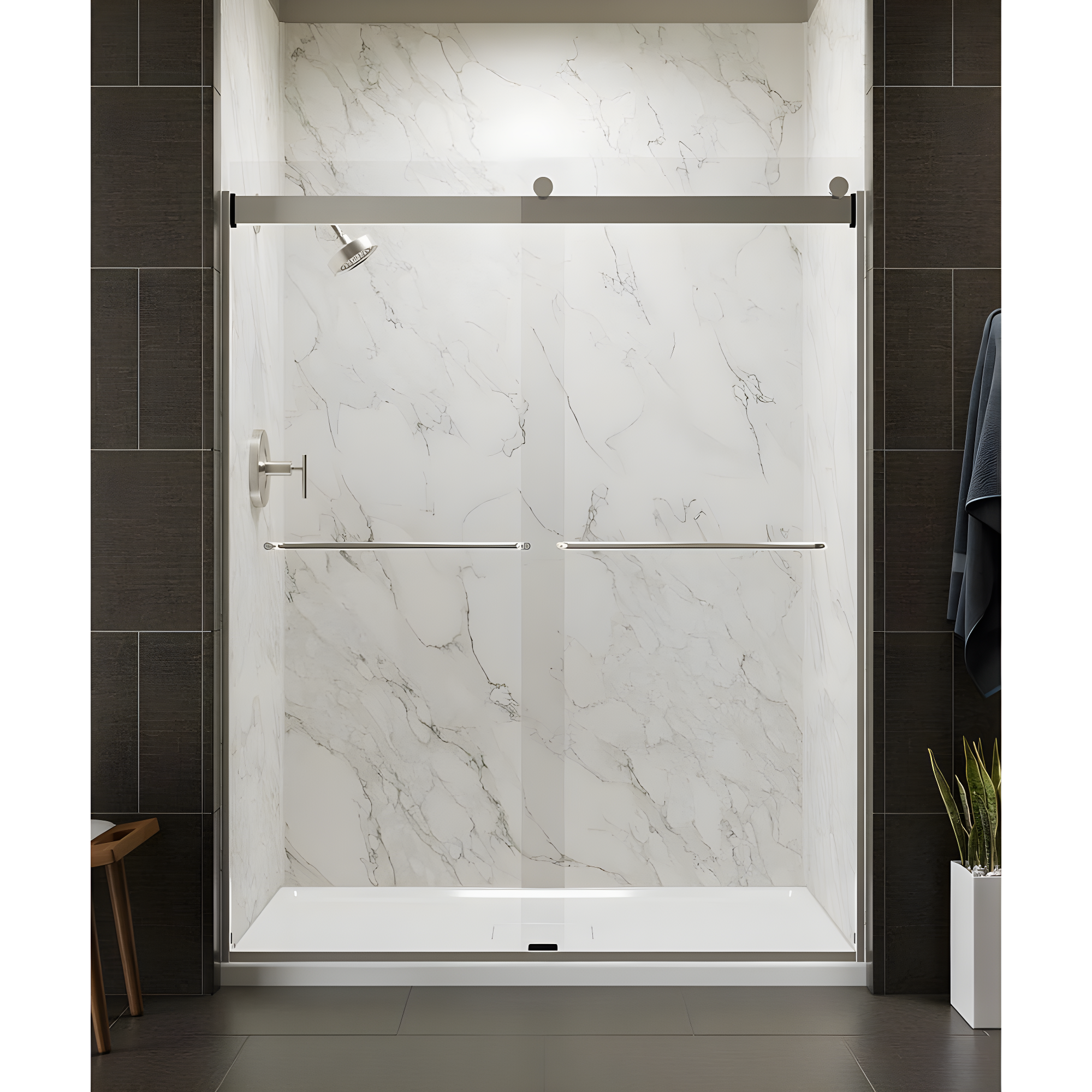 Levity 59.63" x 74" Bypass Shower Door with CleanCoat® Technology