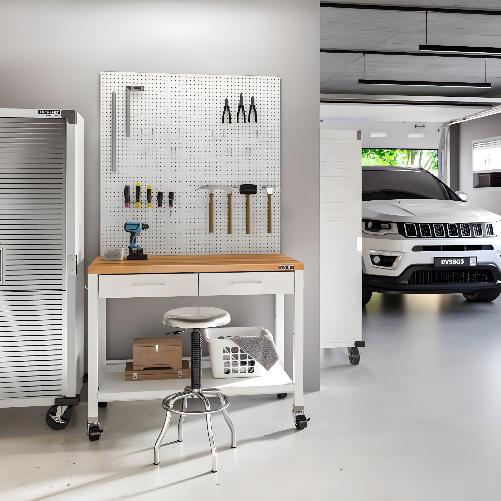 48'' Wide Stainless Steel Kitchen Rolling Cart Island with Solid Wood Top