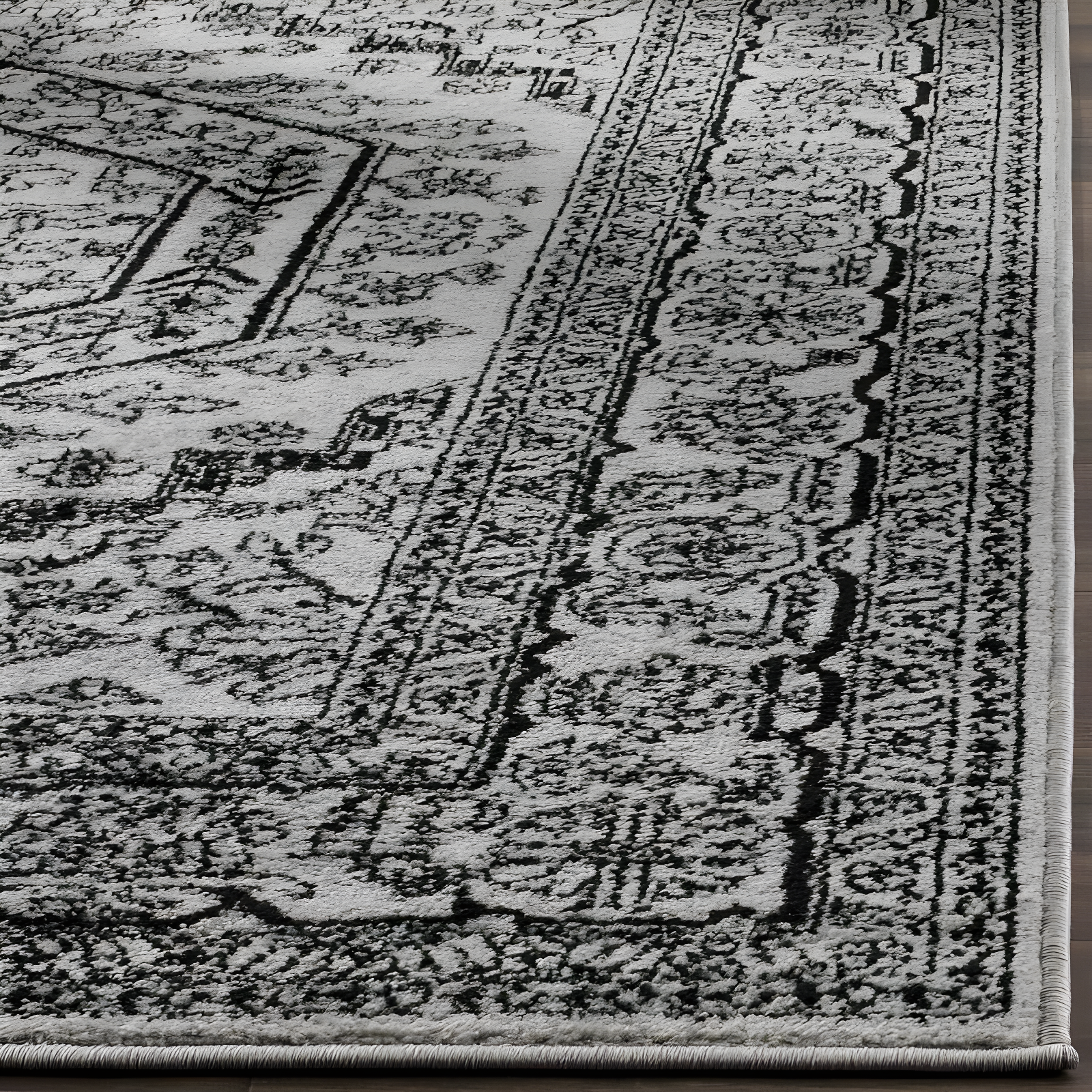 Adirondack ADR108 Power Loomed Area Rug - Silver/Black - 10'x10' - Safavieh.