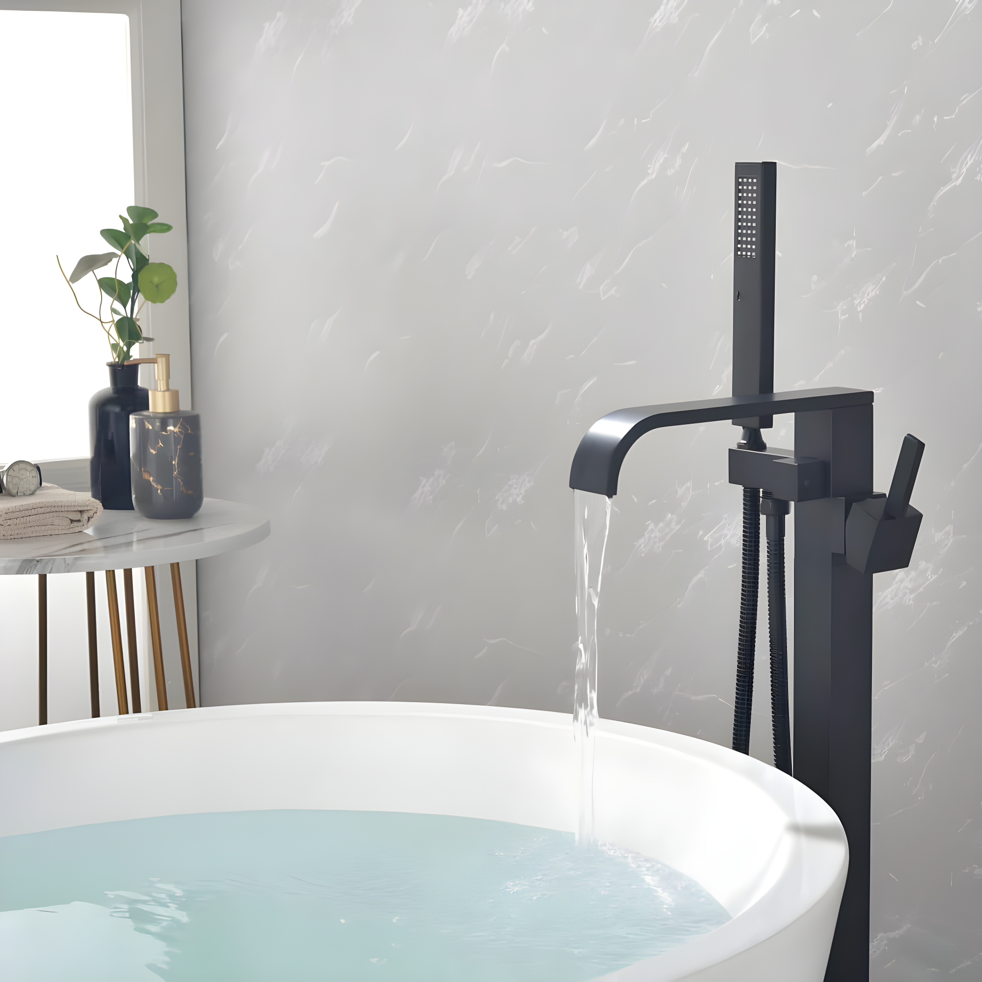 Floor Tub Filler with Diverter