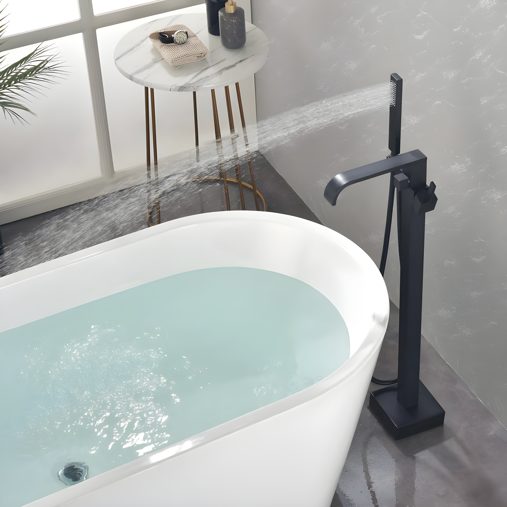 Floor Tub Filler with Diverter