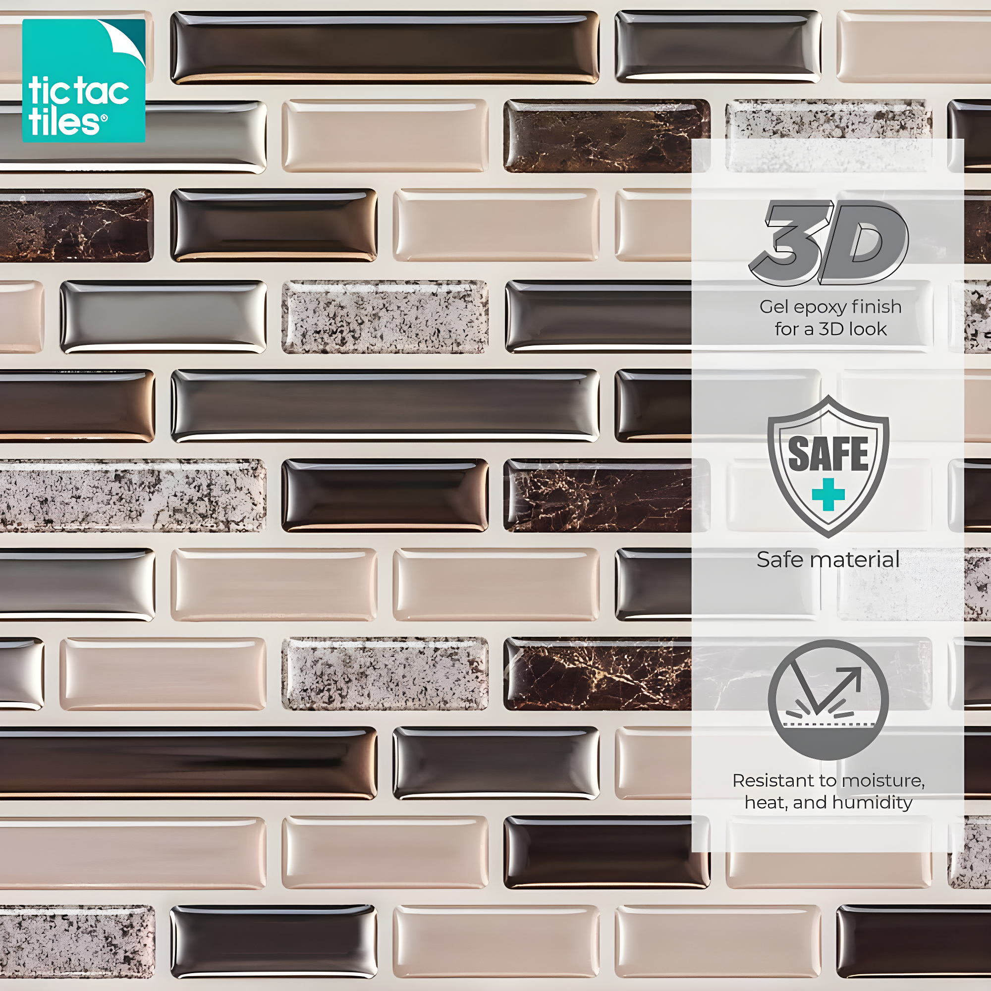12'' W x 12'' L PVC Peel and Stick Mosaic Tile