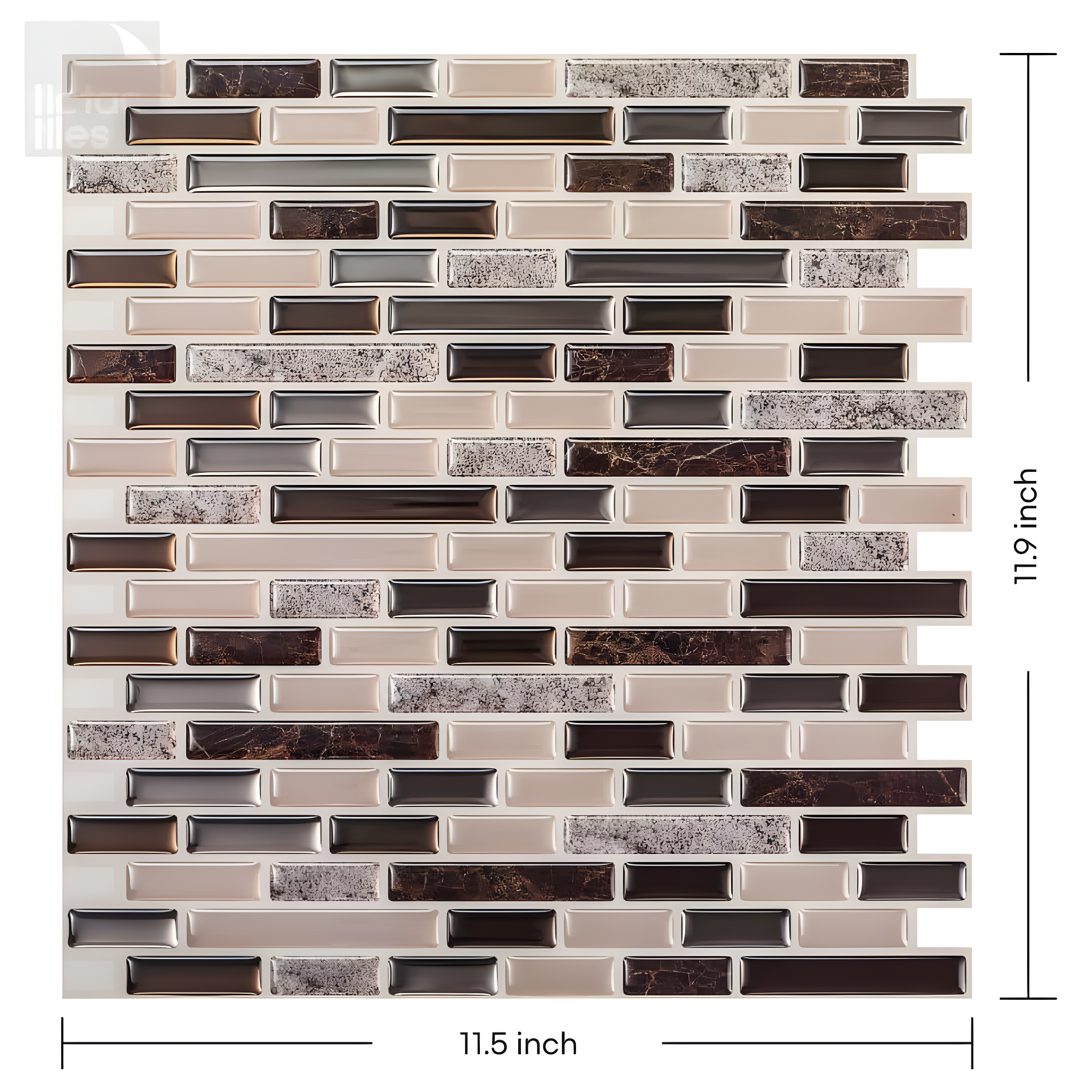 12'' W x 12'' L PVC Peel and Stick Mosaic Tile