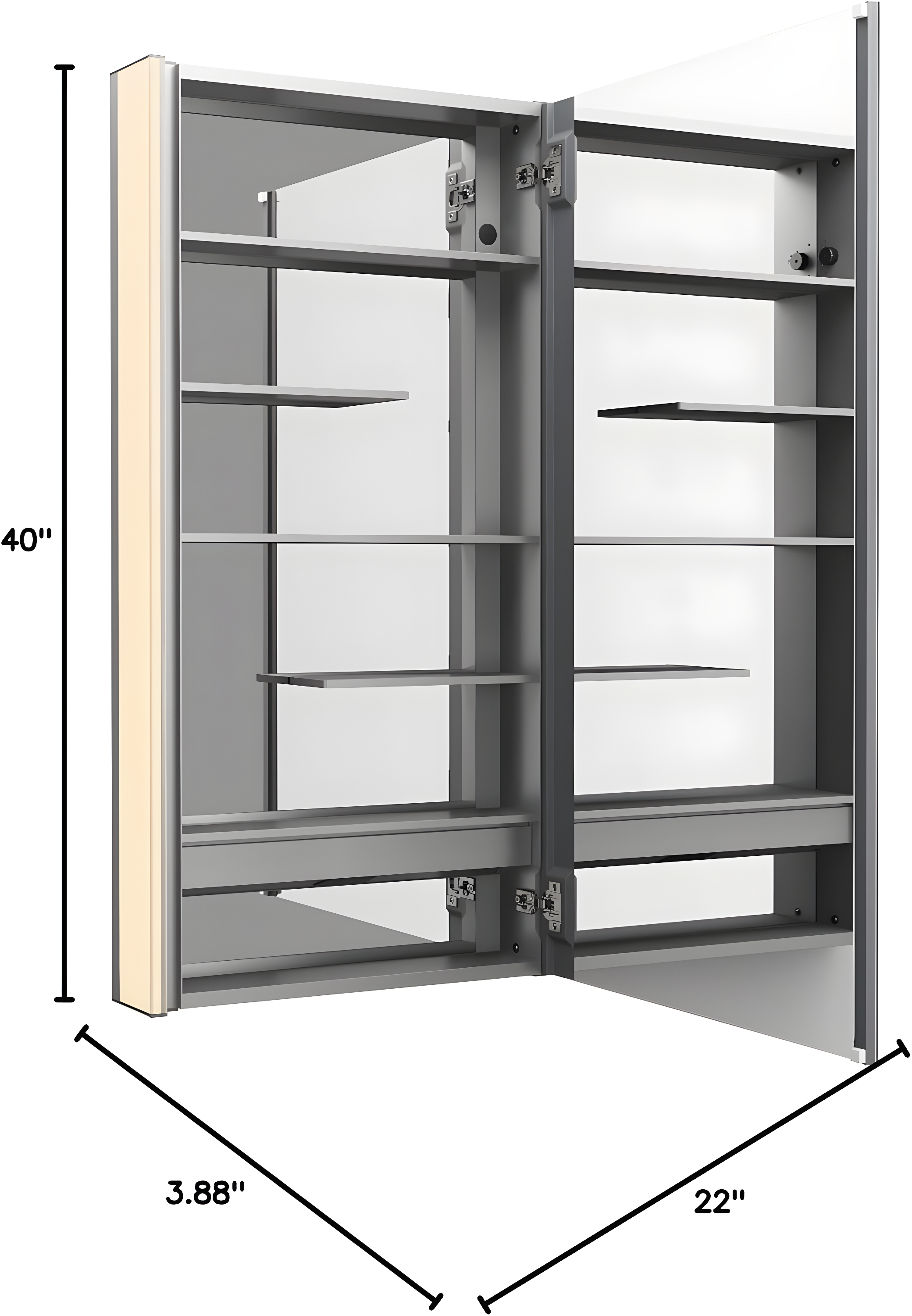 Maxstow Surface Mount Frameless Medicine Cabinet with LED Lighting