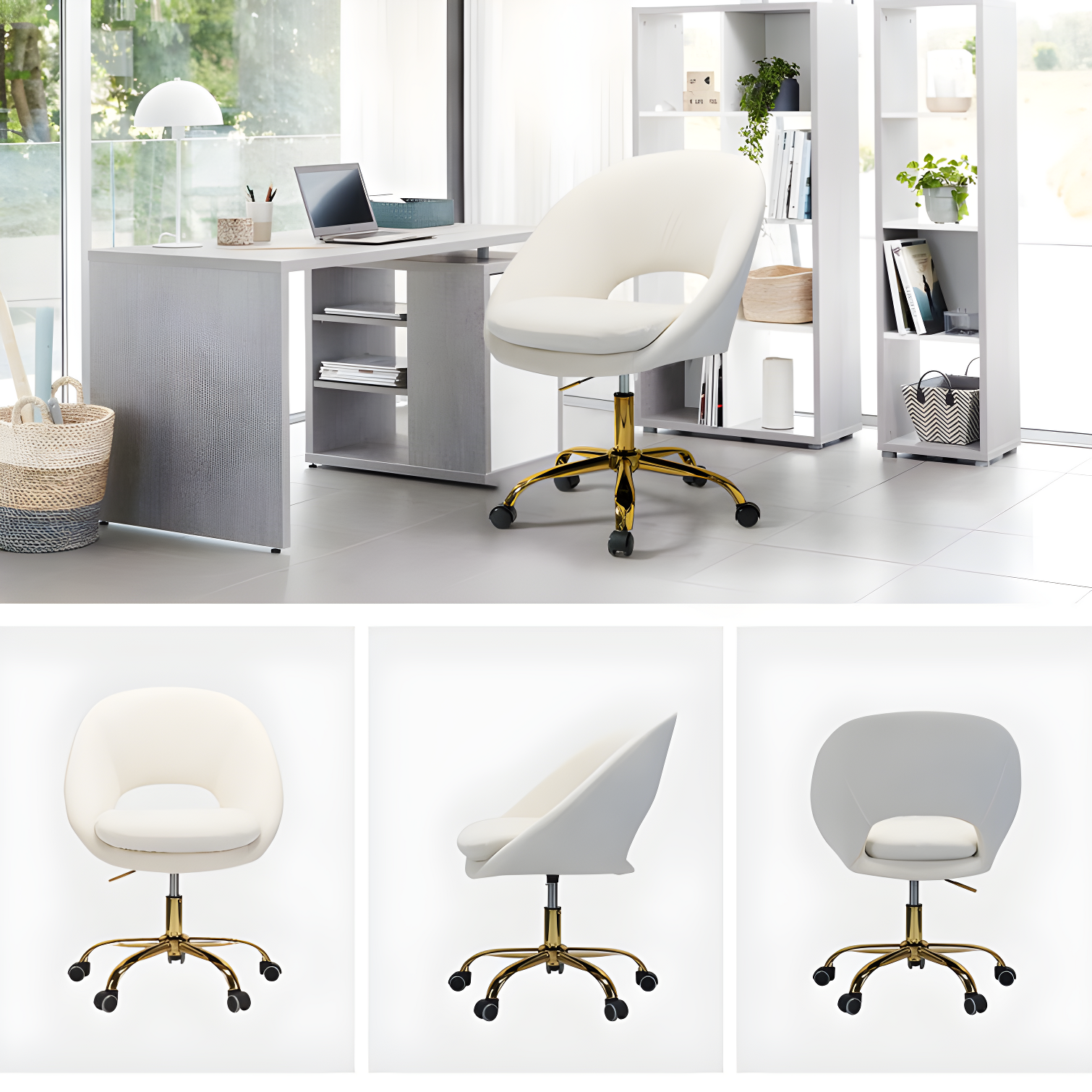 Louise Velvet Modern Task Chair with Ergonomic Design