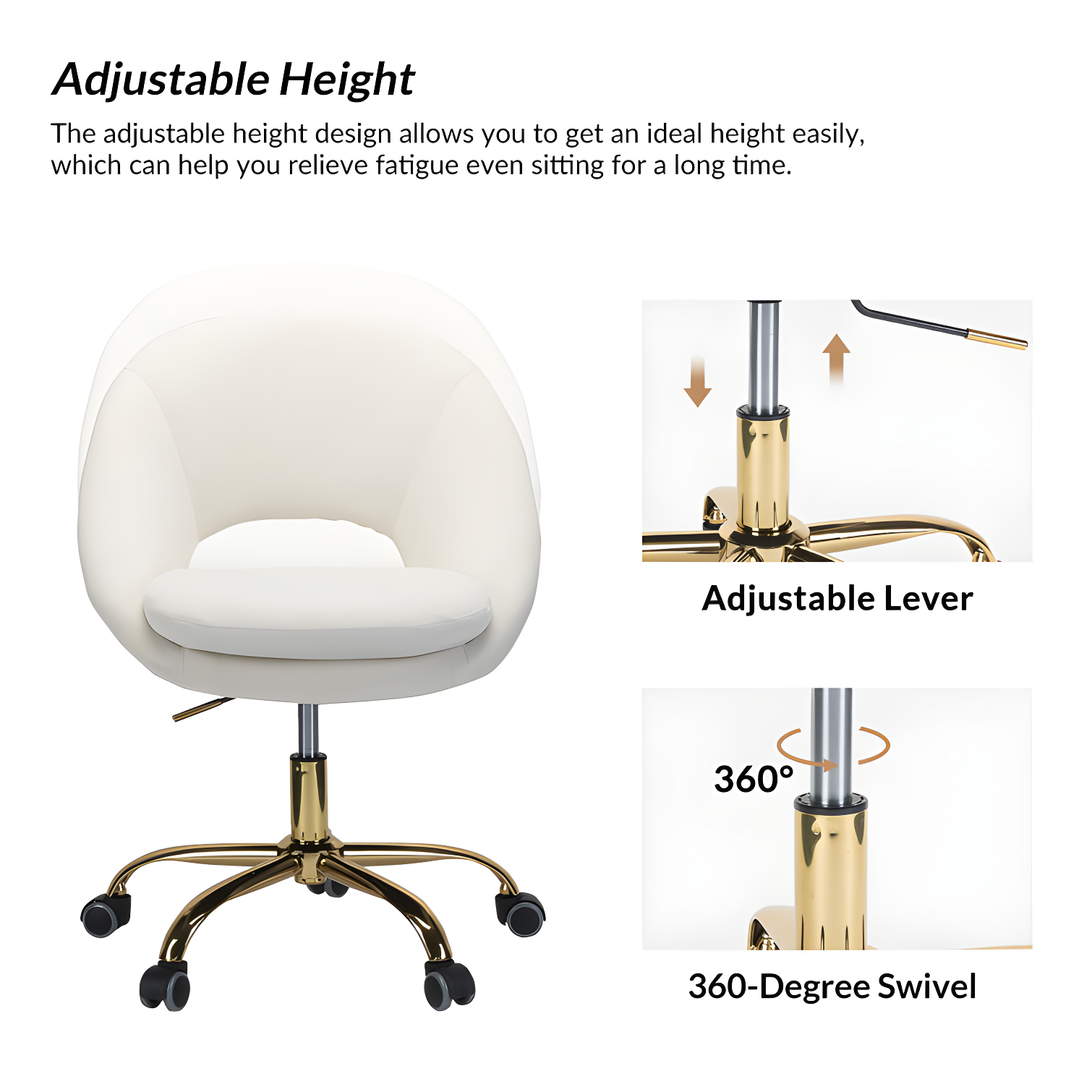 Louise Velvet Modern Task Chair with Ergonomic Design