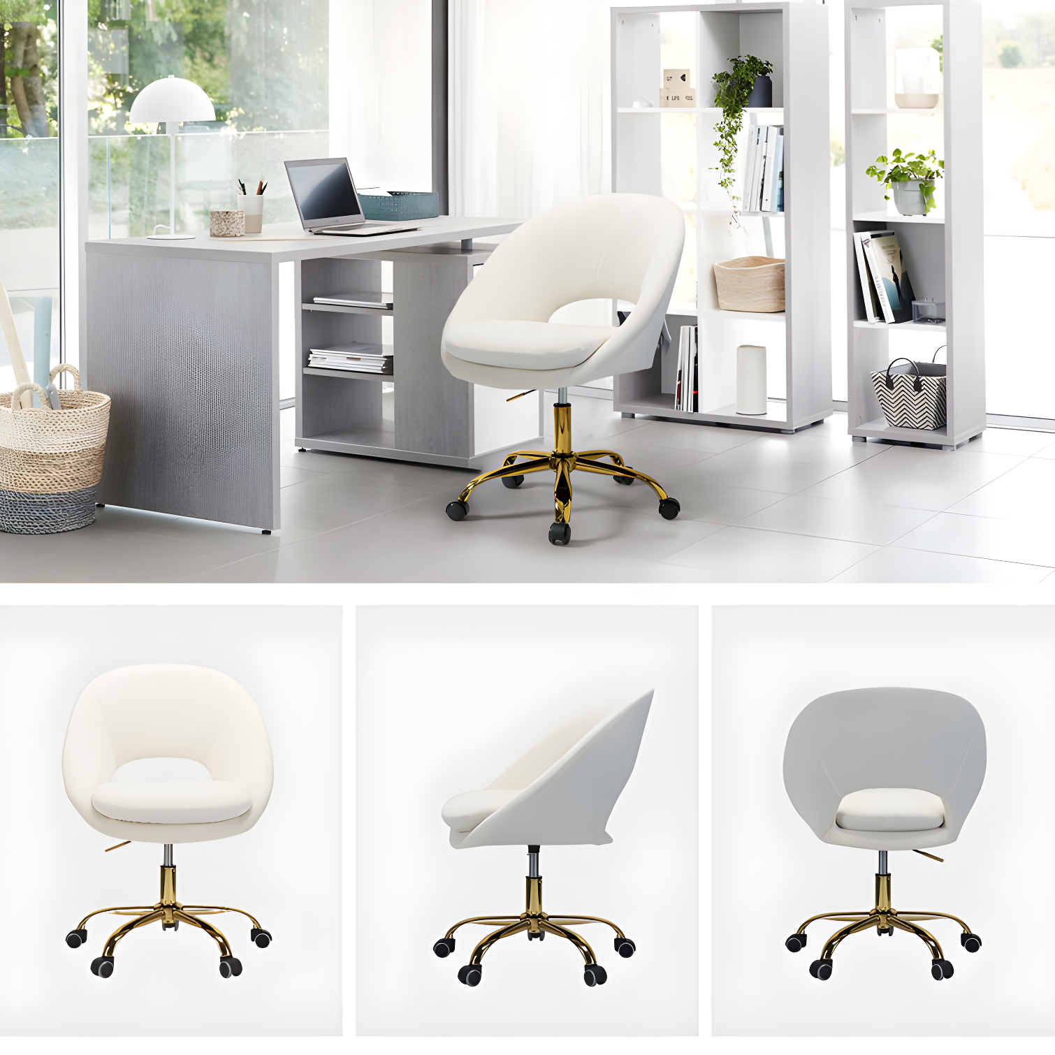 Louise Velvet Modern Task Chair with Ergonomic Design