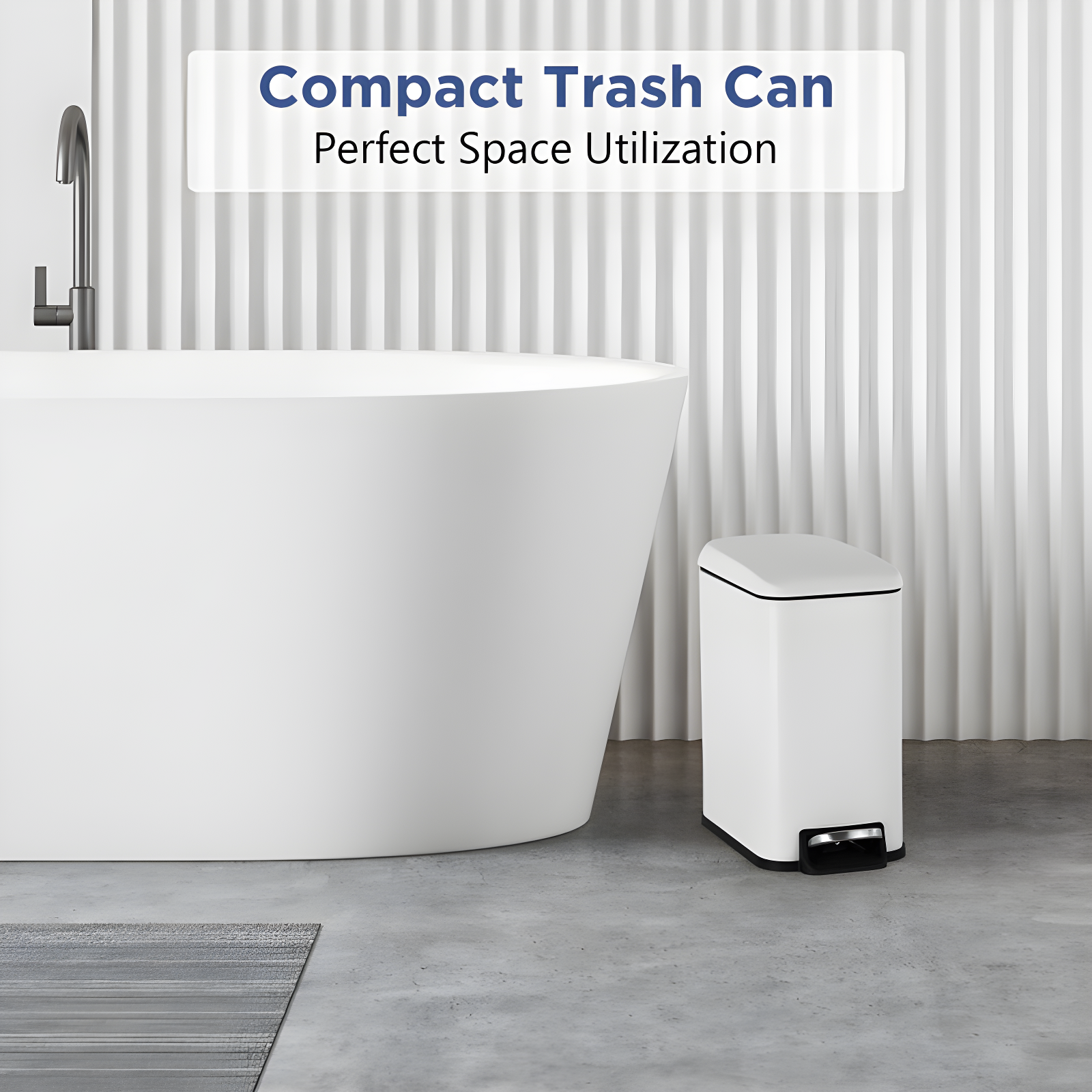 FDW Bathroom Trash Can With A Lid 1.3 Gallon  (5 L) Small Trash Bin Step Pedal Garbage Can With Removable Bucket Slim For Small Spaces For Bathroom,Bedroom,Kitchen,Office