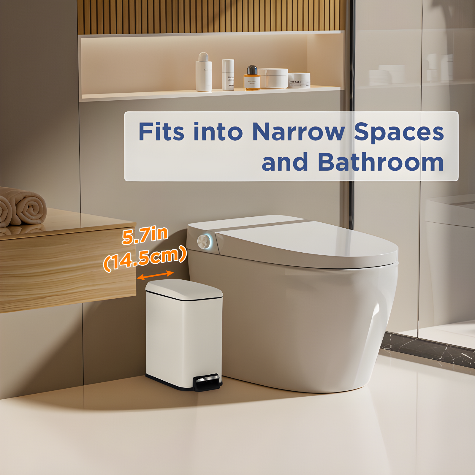 FDW Bathroom Trash Can With A Lid 1.3 Gallon  (5 L) Small Trash Bin Step Pedal Garbage Can With Removable Bucket Slim For Small Spaces For Bathroom,Bedroom,Kitchen,Office