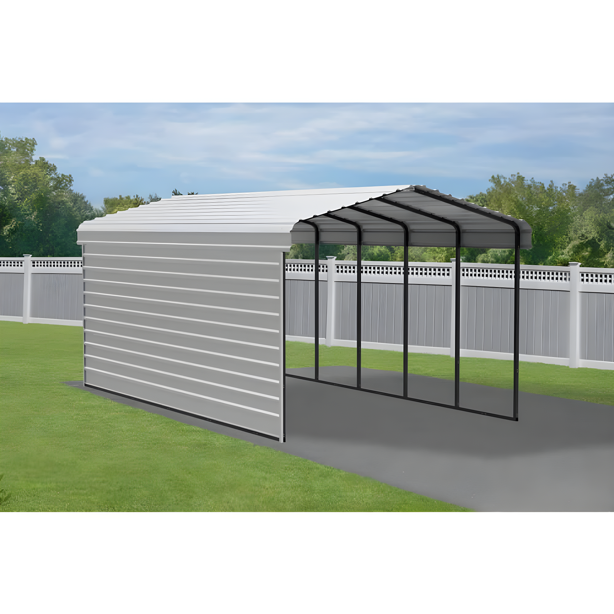 Arrow Arrow Steel Carport with 1 Side Wall Kit, 12x24x09