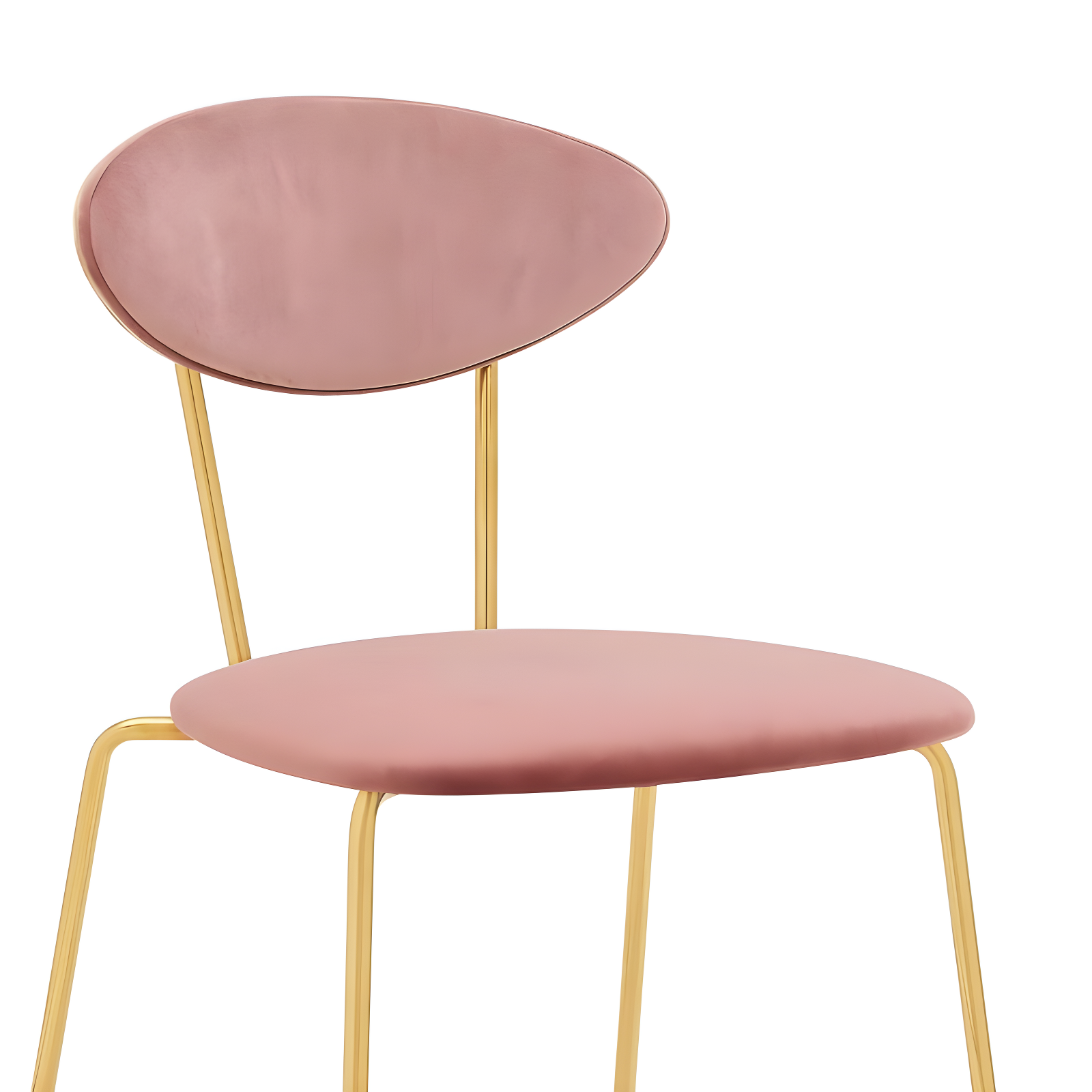 Set of 2 Neo Modern Velvet and Metal Leg Dining Room Chairs Pink/Gold - Armen Living: Chrome-Plated, Foam-Filled, Armless Design