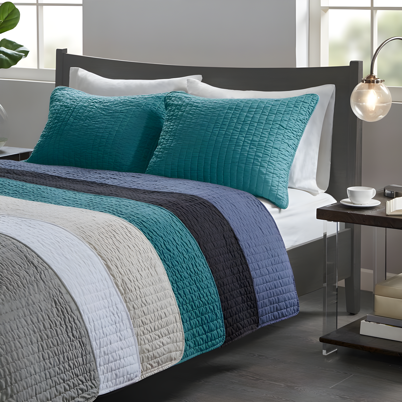 Madison Park Barwick Reversible Solid 3 Piece Quilt Set